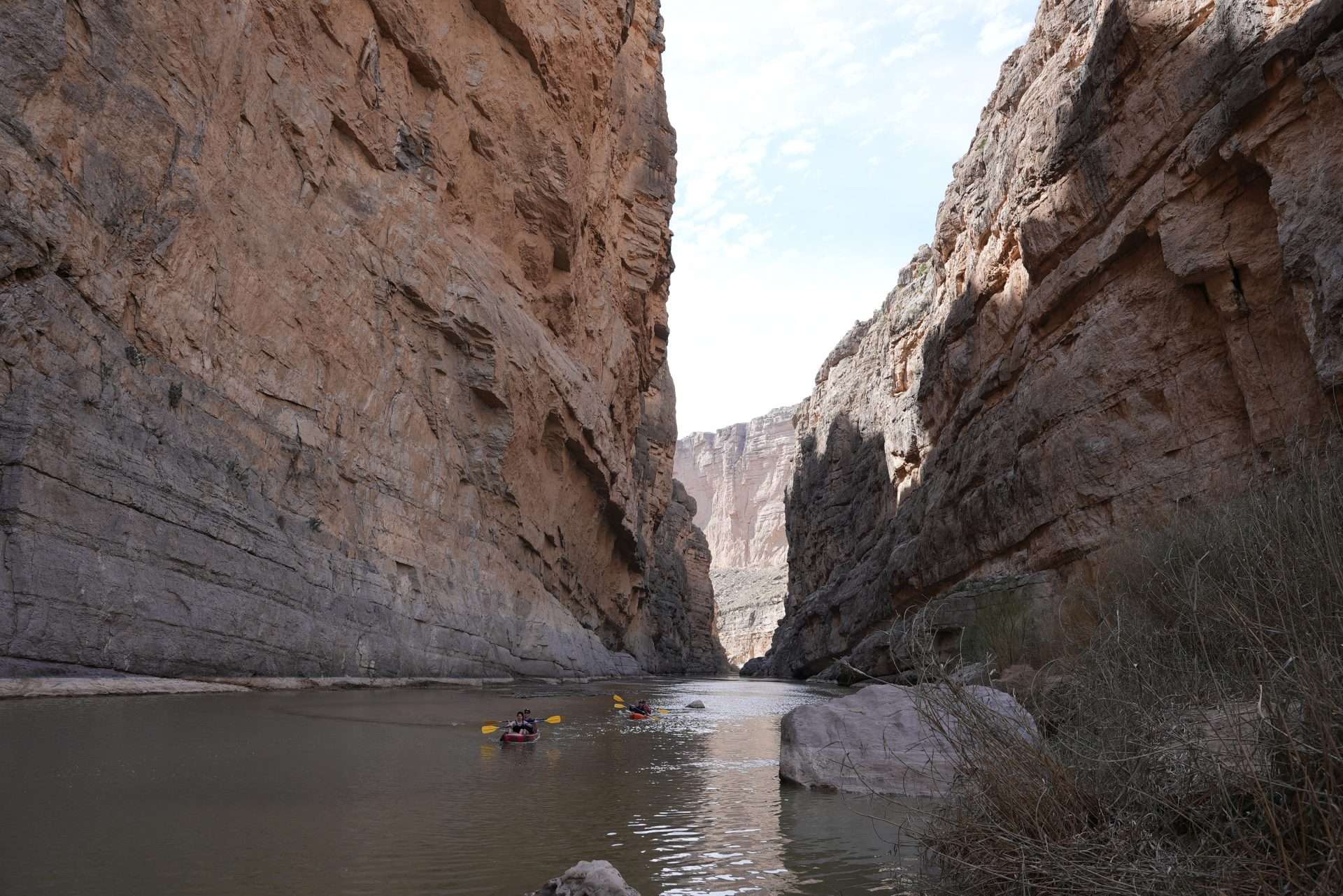 kayakers on the rio grande in big bend national park