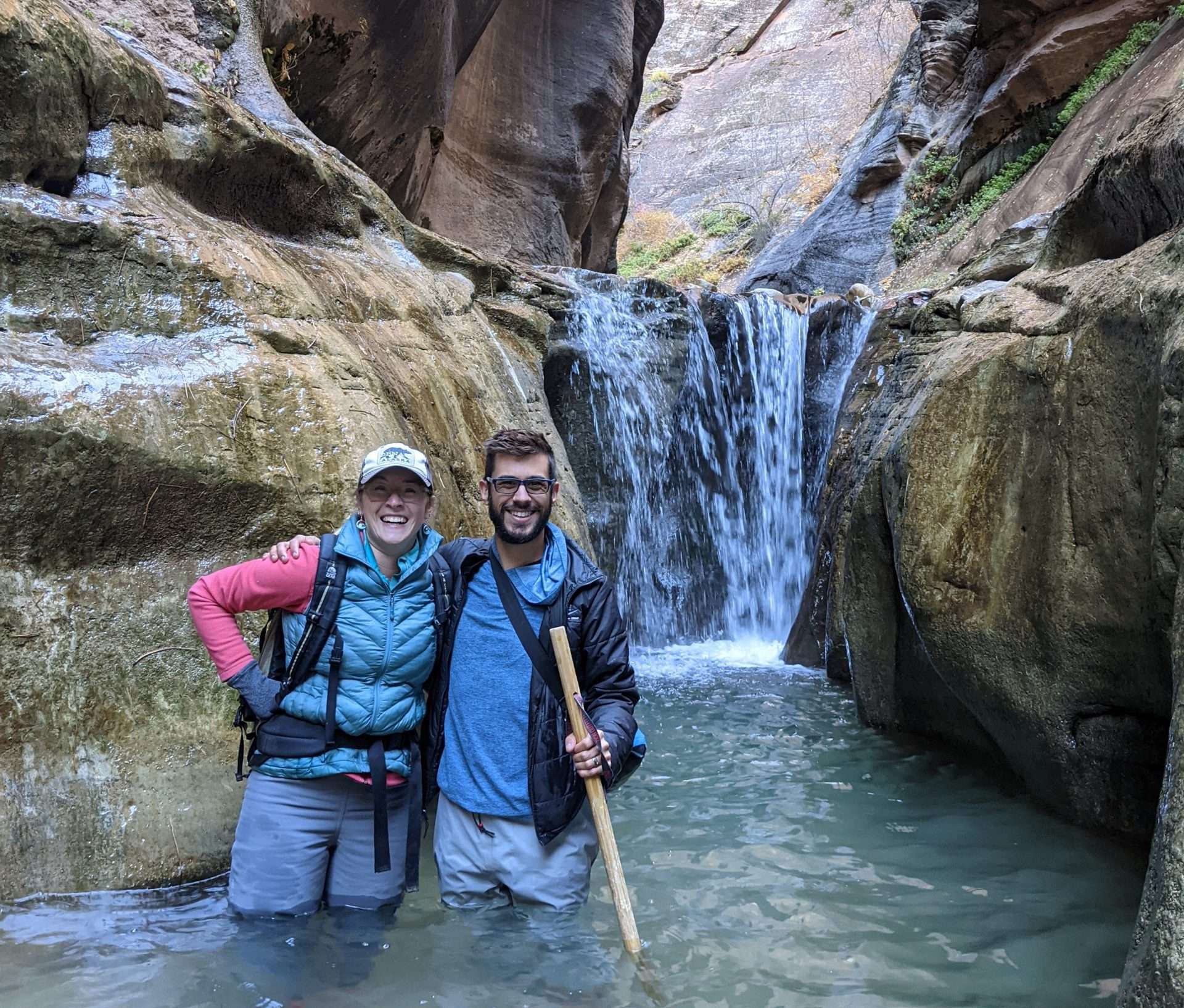 Tom and Cait hiking in Zion National Park