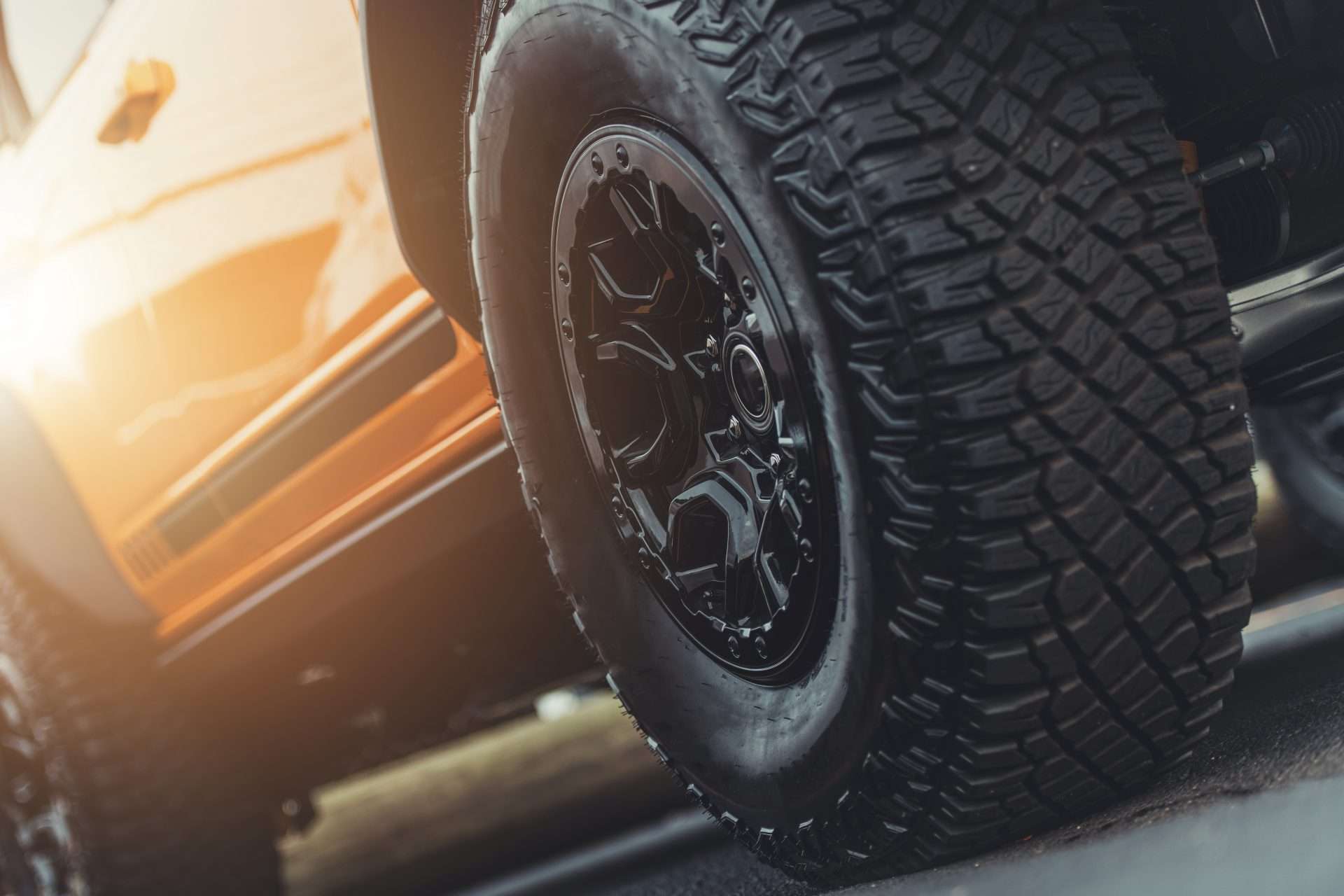 Close up of all terrain tire