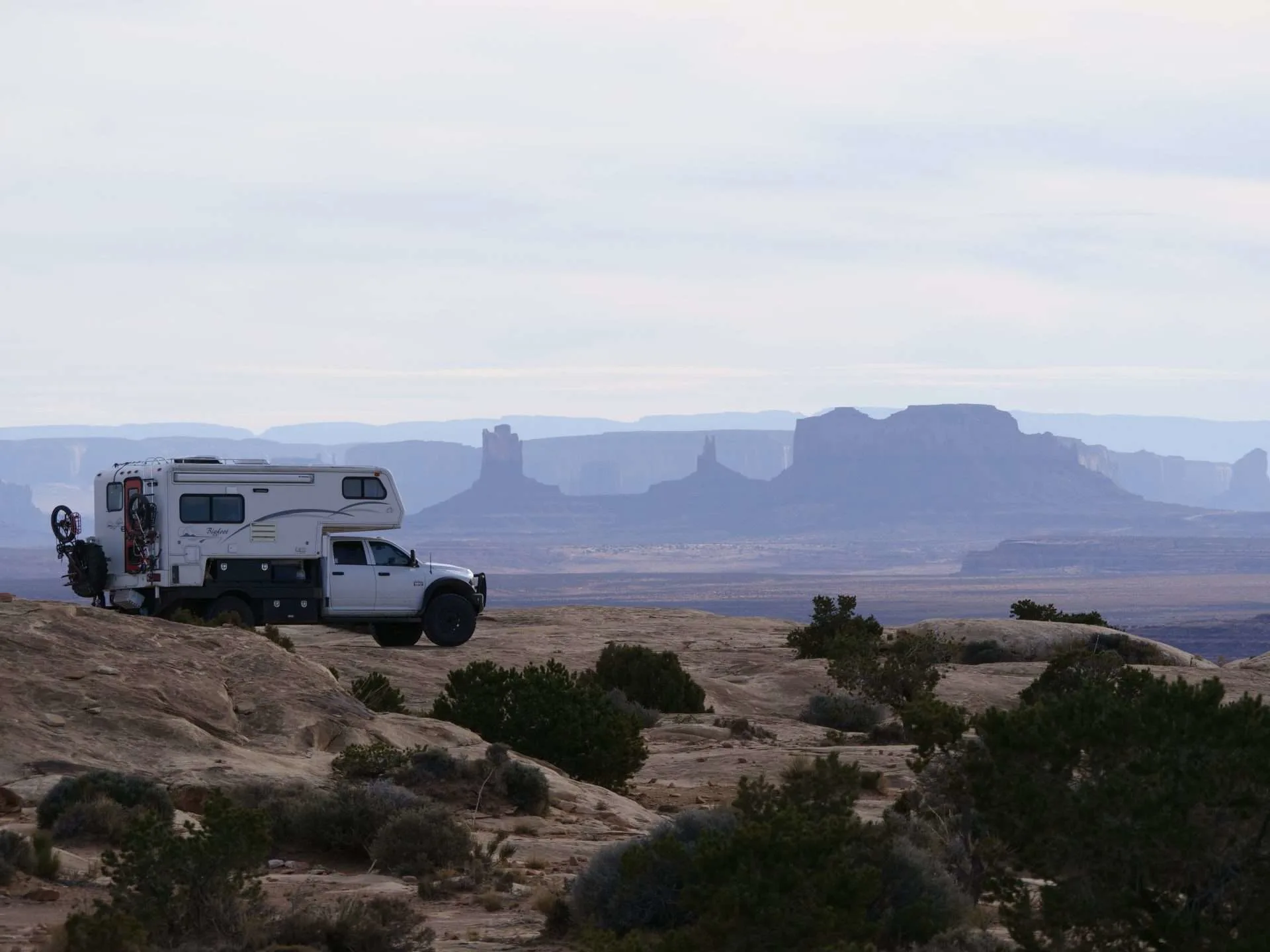 Truck camper overlanding in the desert
