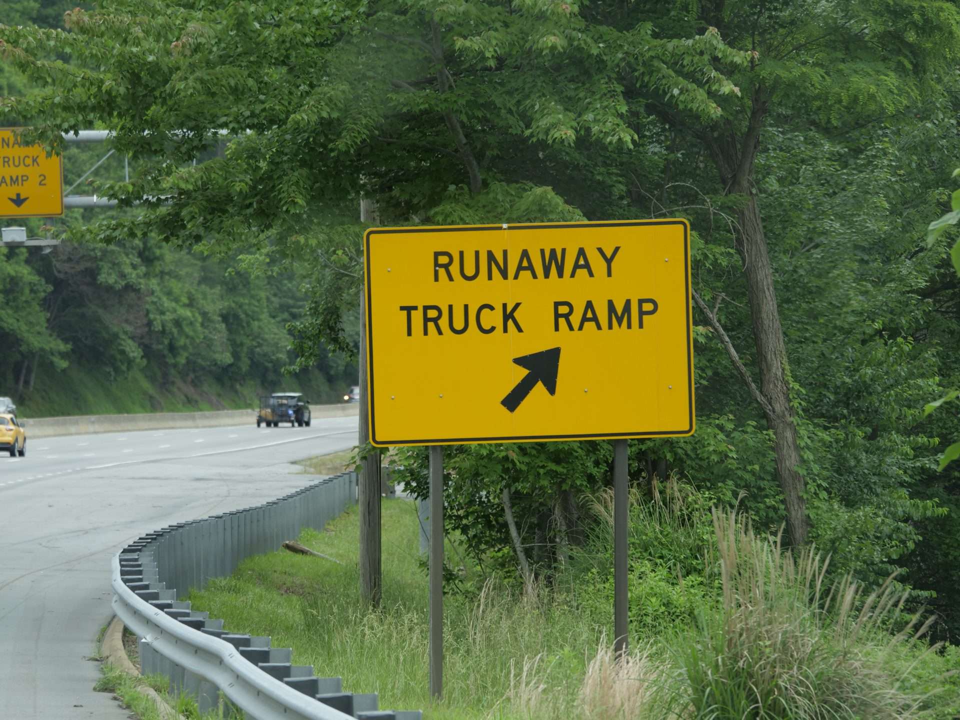 Runaway truck ramp sign on highway