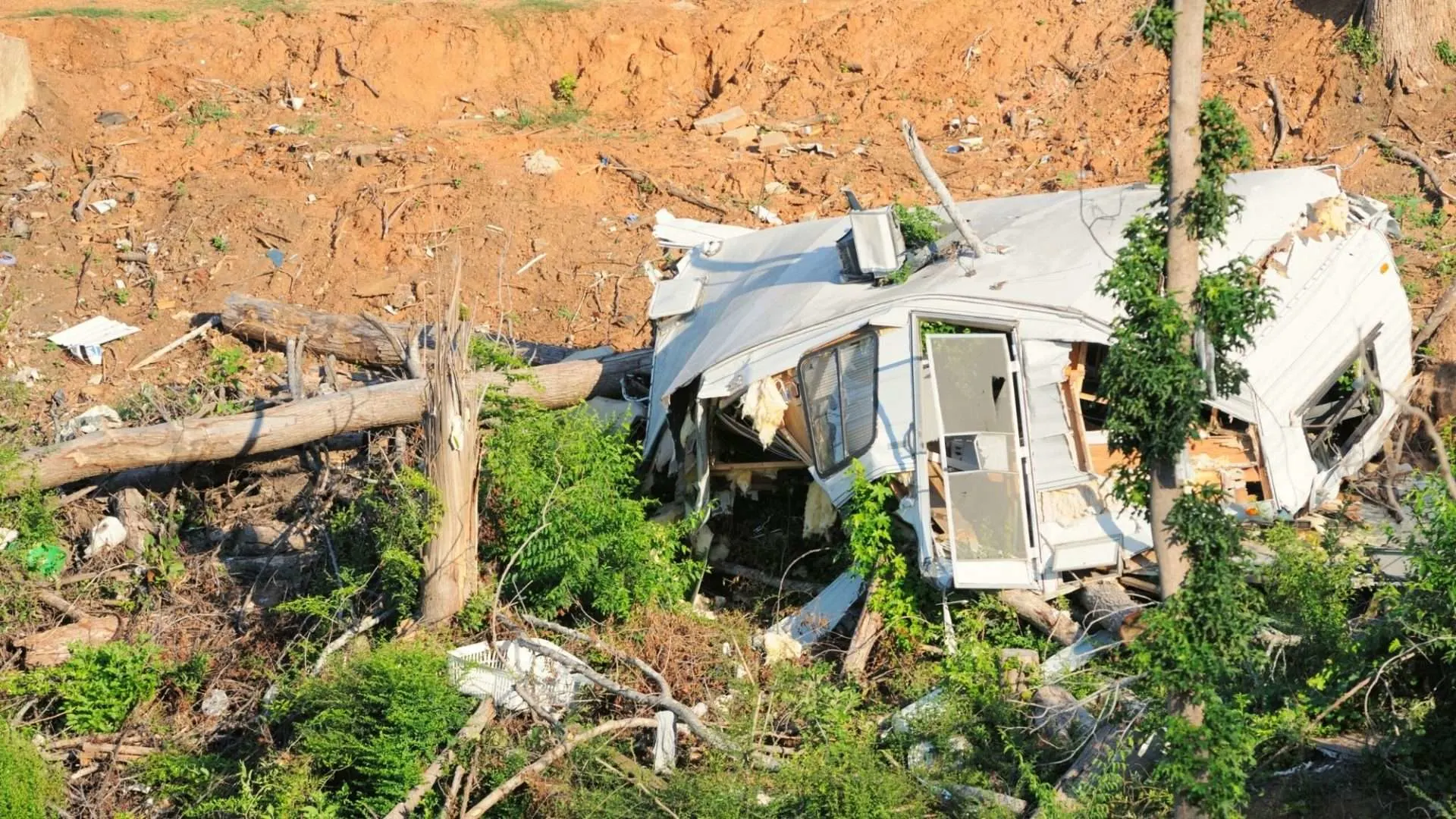travel trailer destroyed after tornado