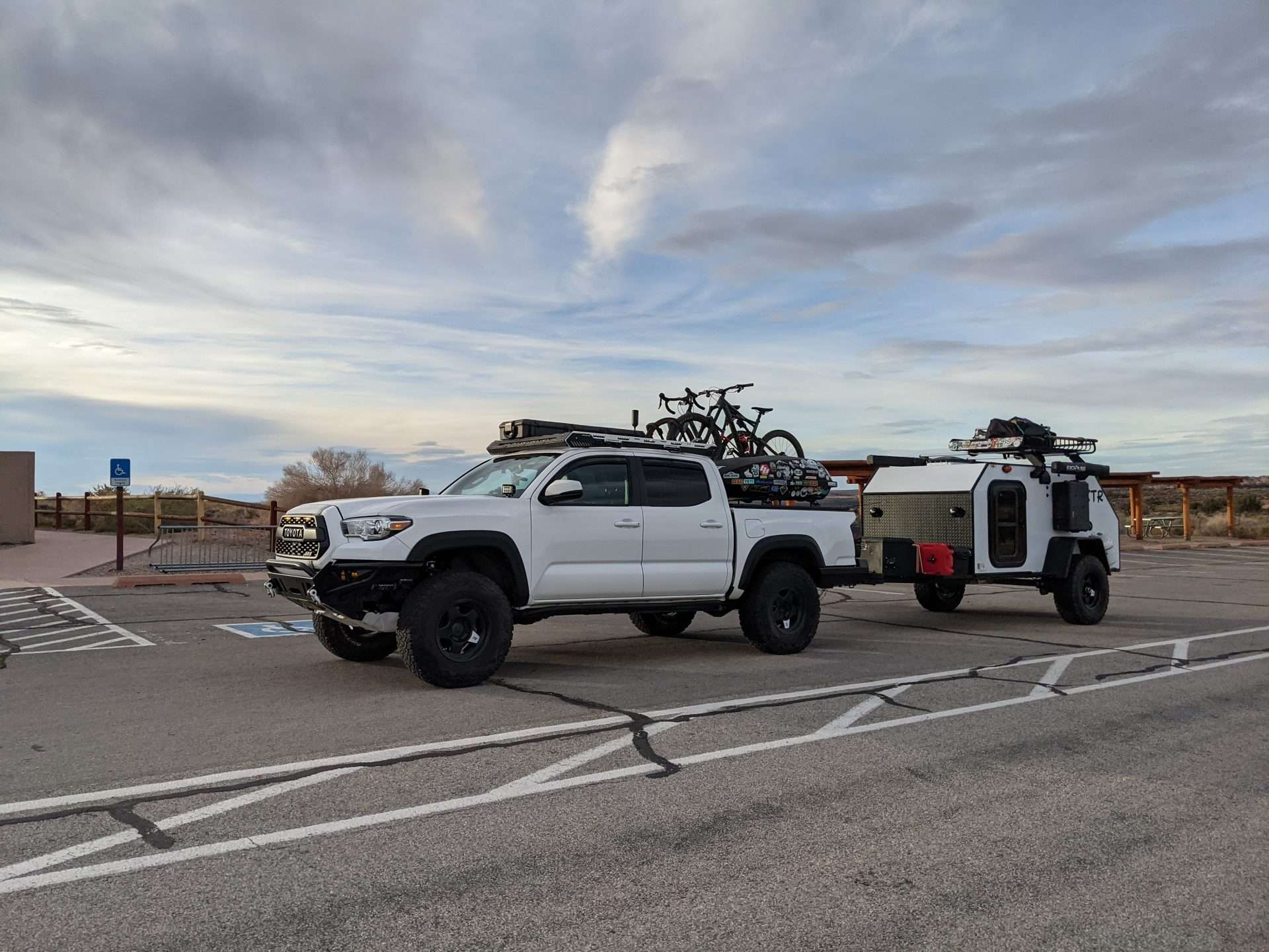 Toyota Tacoma towing overlanding trailer