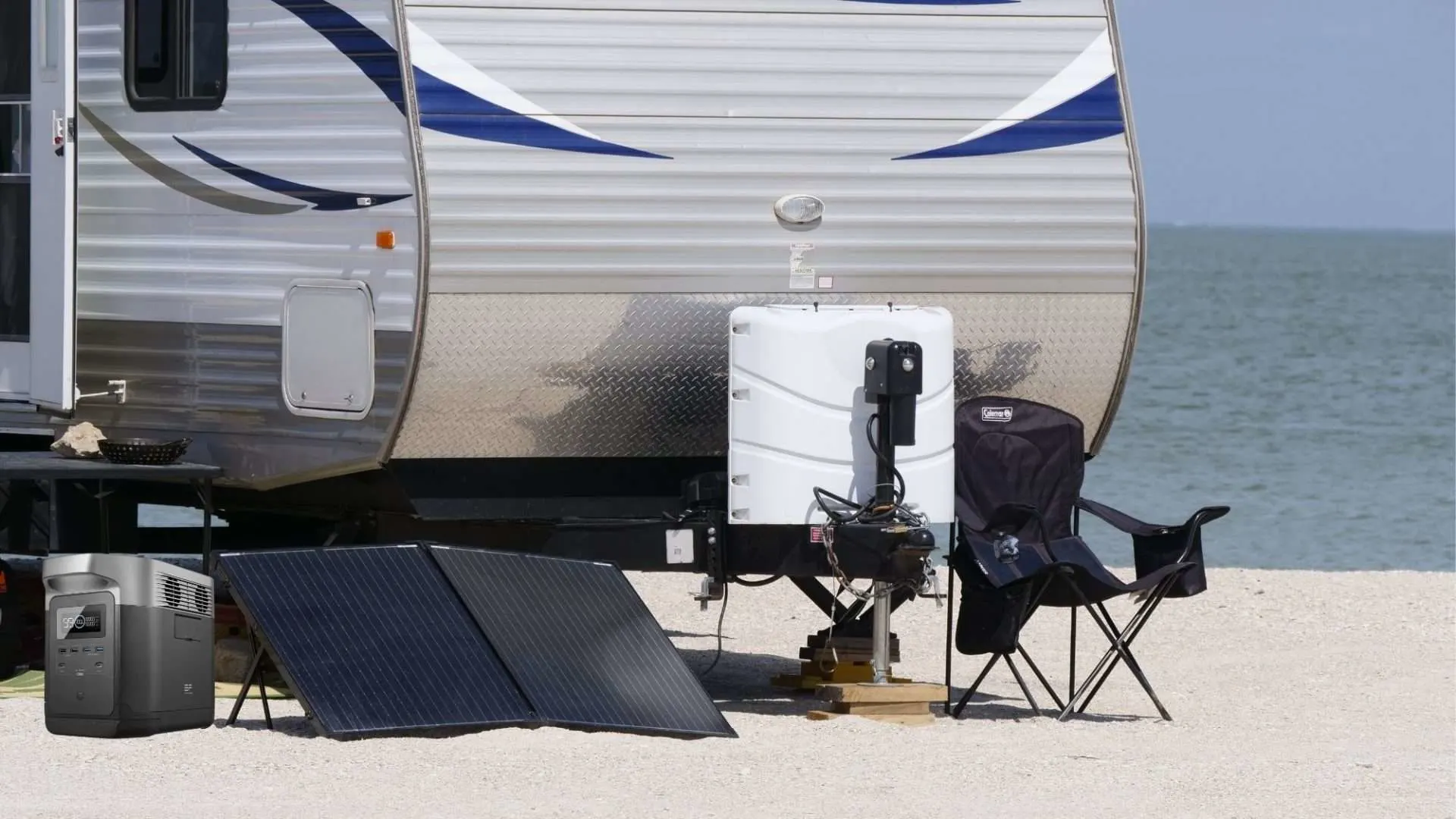 Travel trailer powered by solar generator
