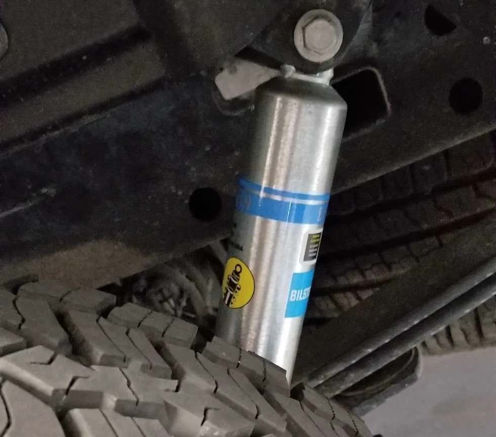 Close up of truck shock installed on vehicle