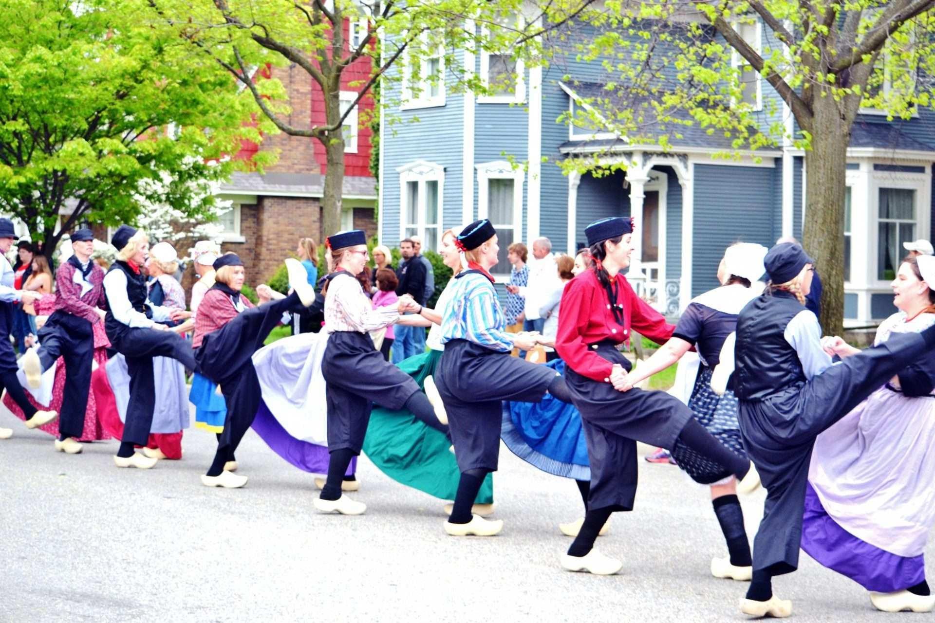 Dutch dancers performing in the street in Holland, Michigan