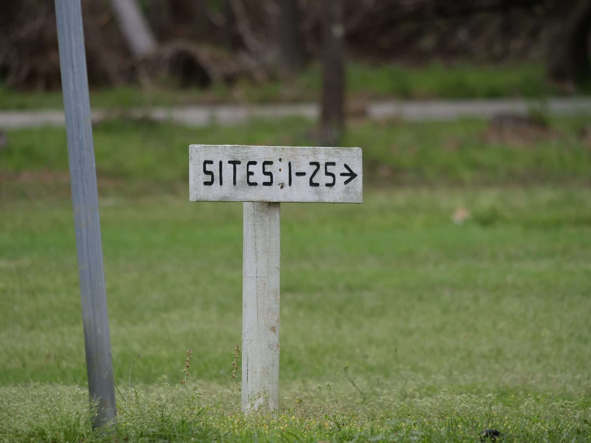 RV park Sites 1-25 sign