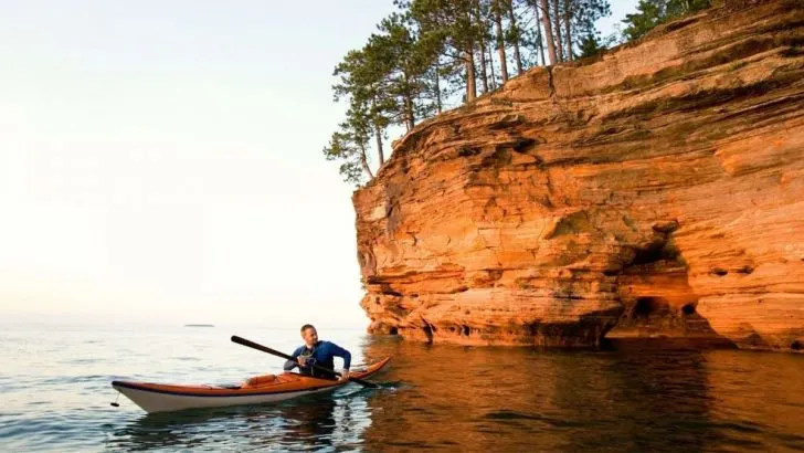 Man Kayaking Apostle Islands National Lakeshore