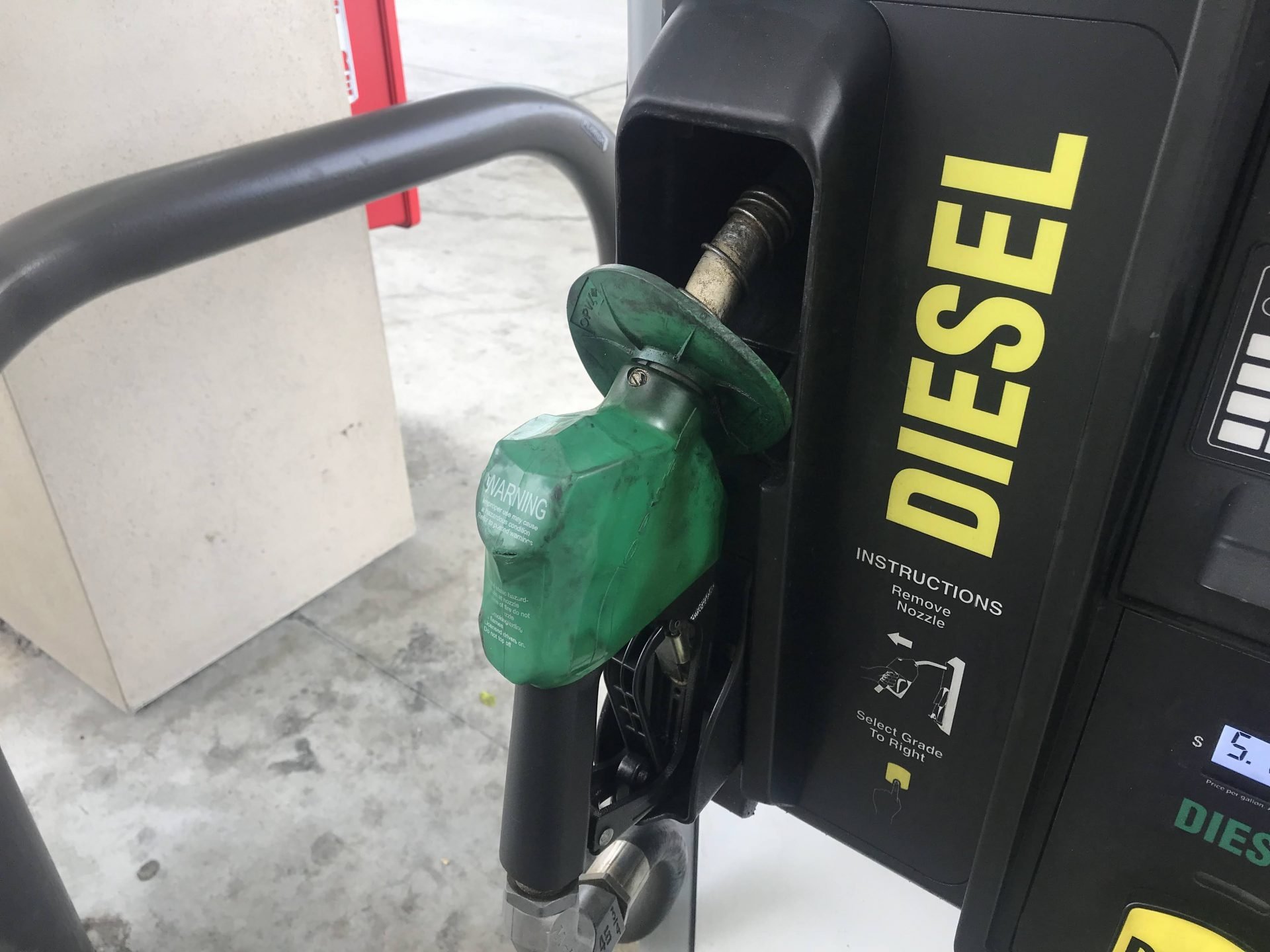 Close up of diesel gas pump