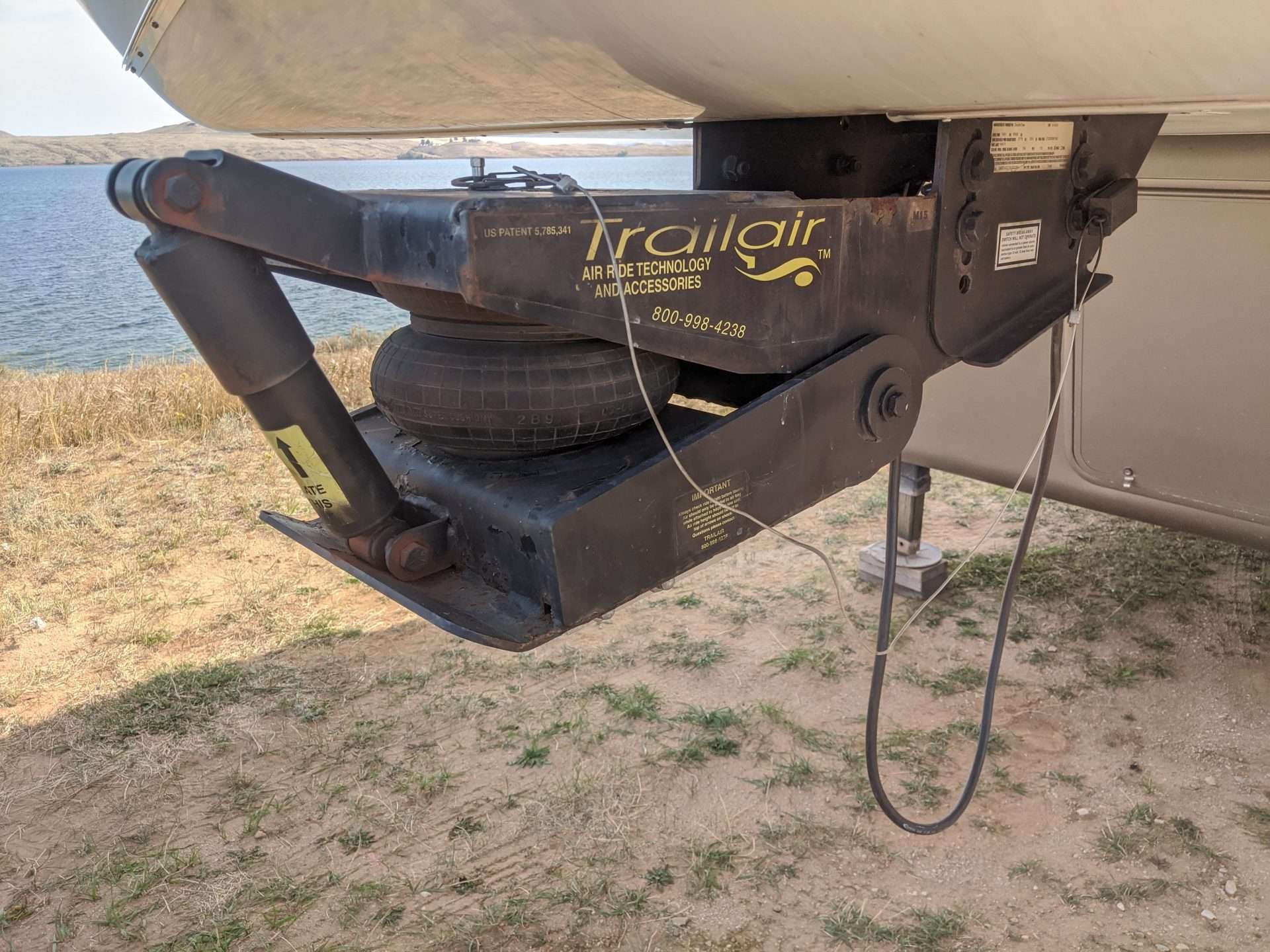 Close up on RV fifth wheel hitch install on RV