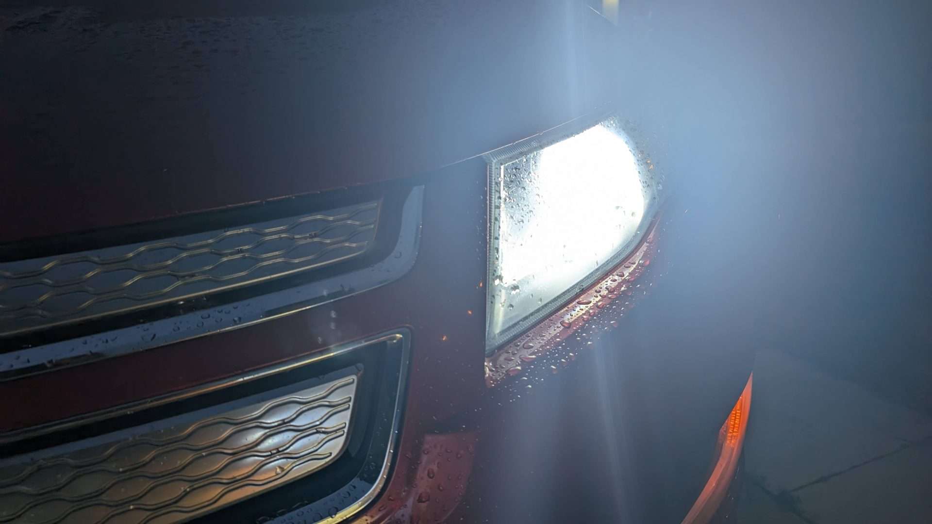 car headlight at night 