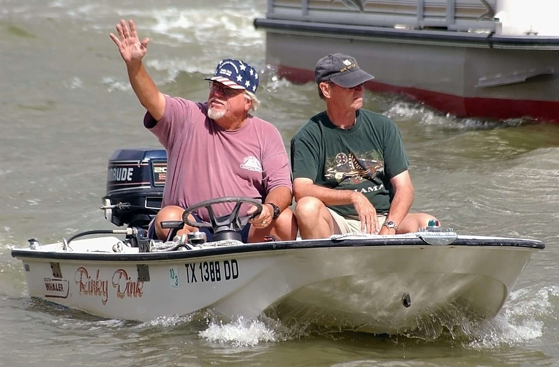 Two men in Texas fishing boat