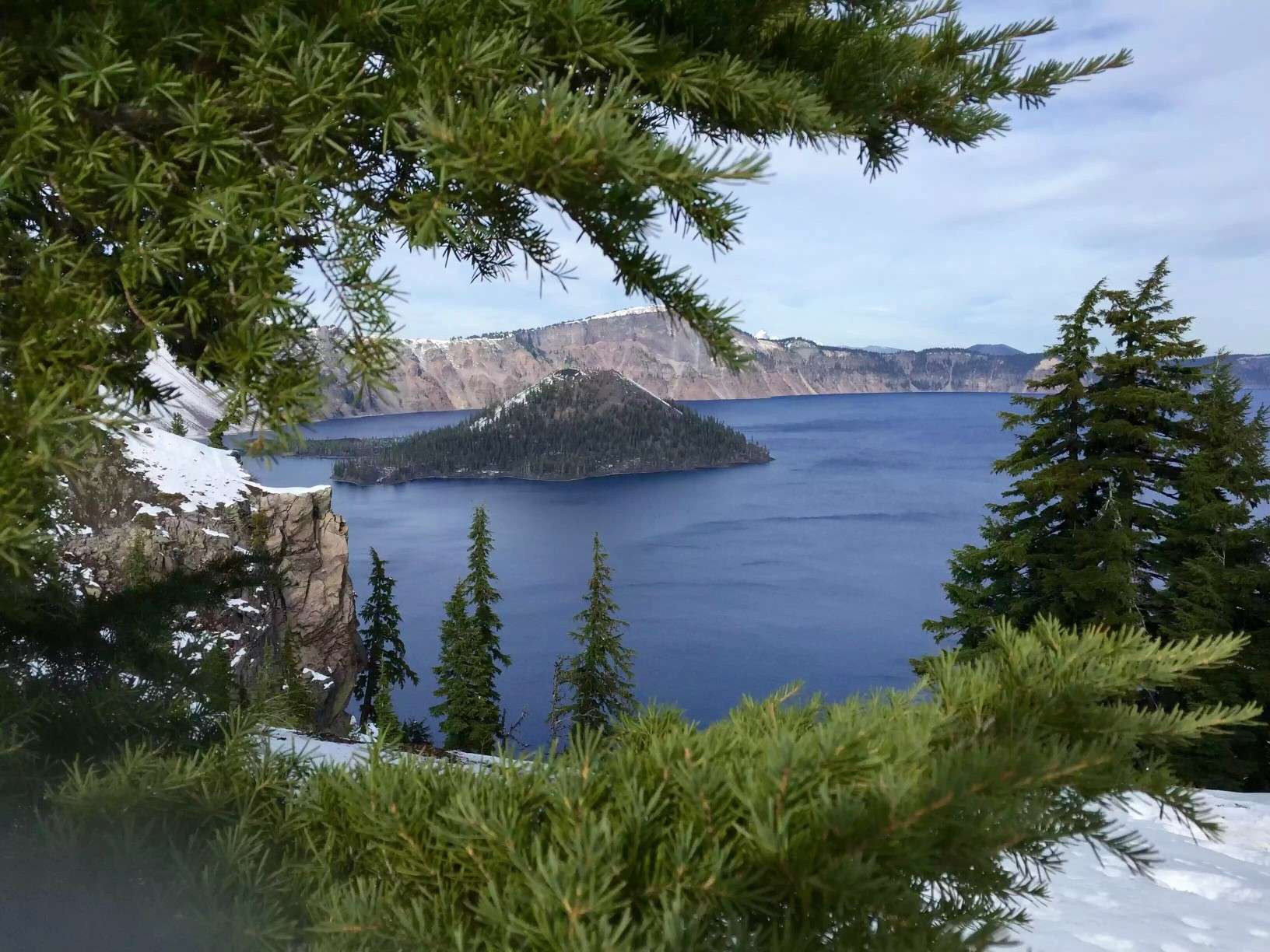 View of Crater Lake at winter time.