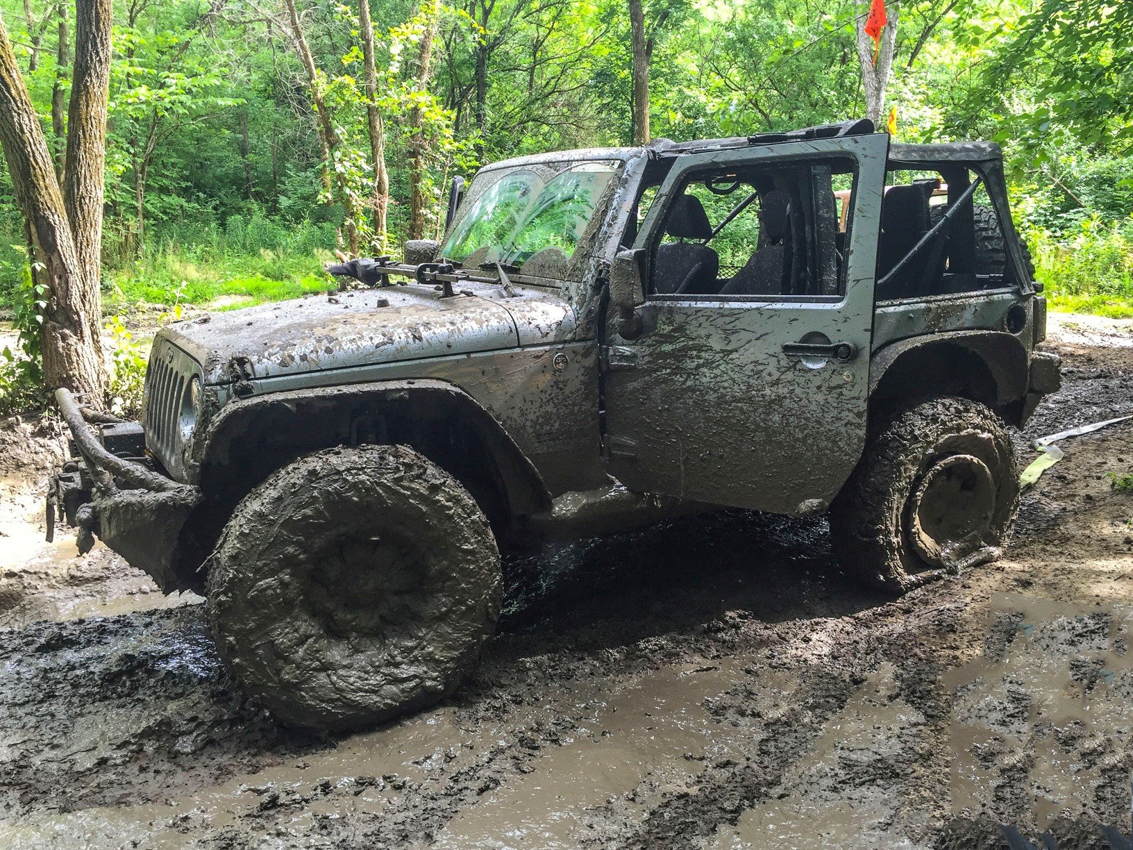 Jeep stuck in the mud off-road