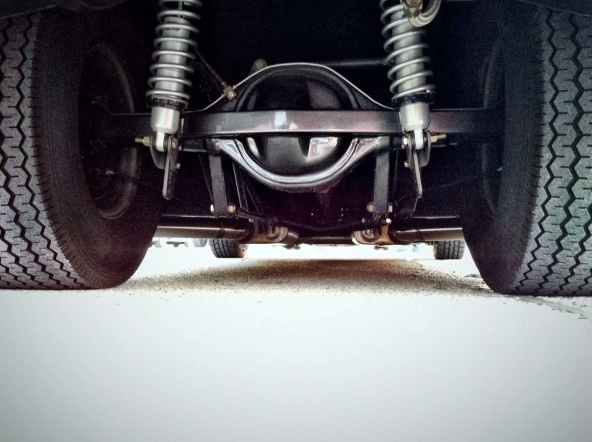 Underside of an RV chassis