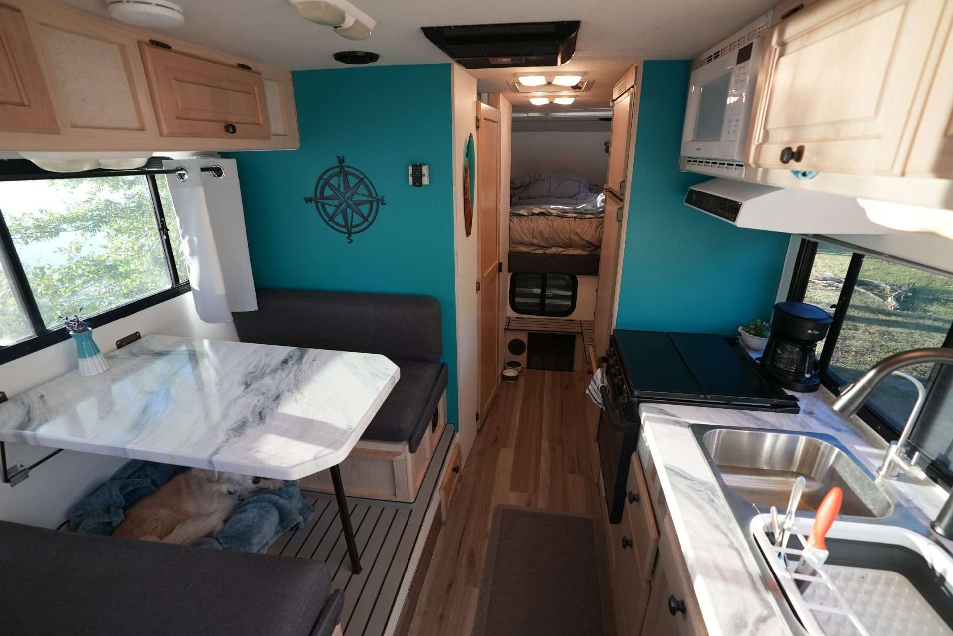 Morton's renovated truck camper interior