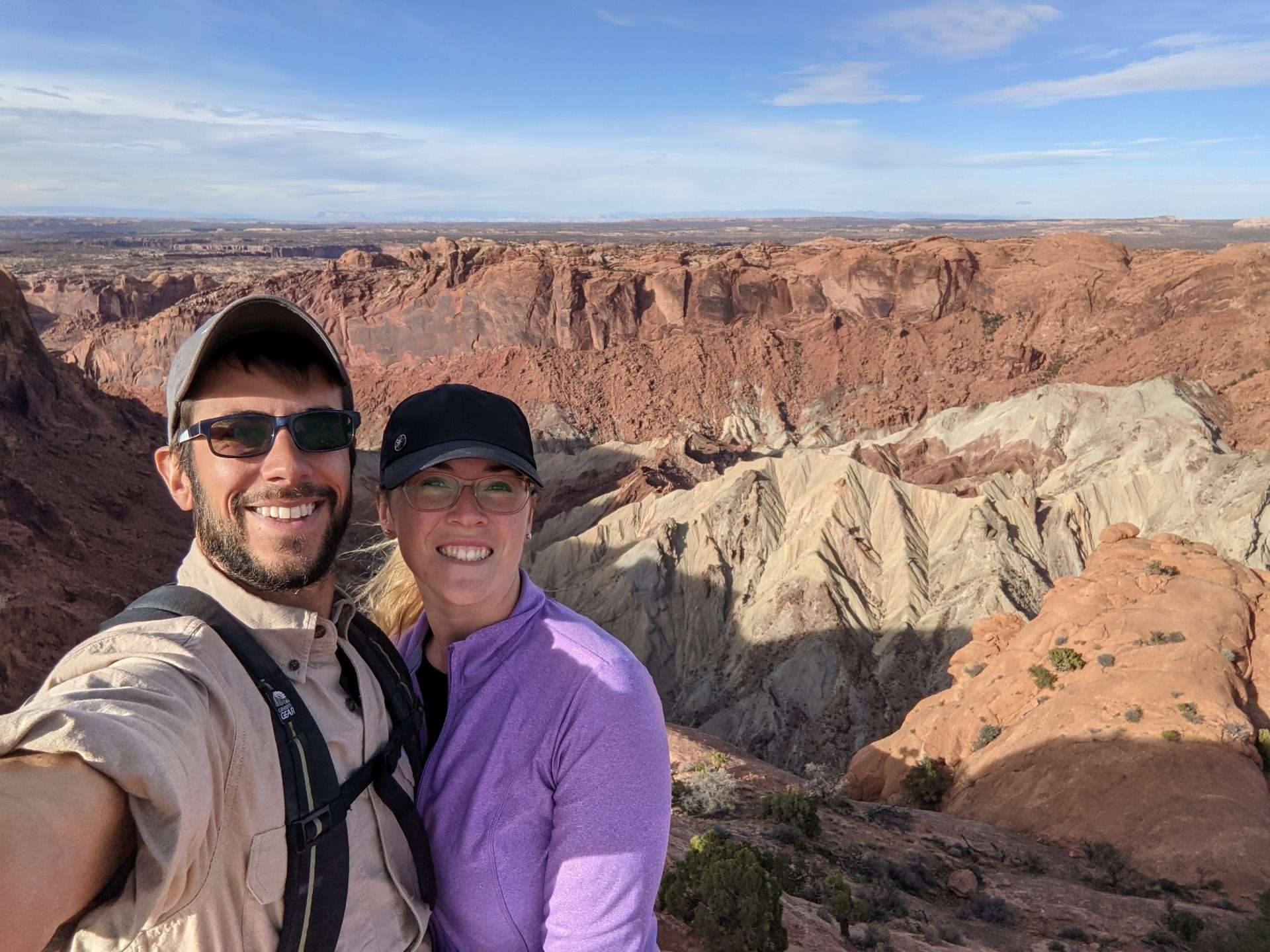 Tom and Cait hiking in Canyonlands