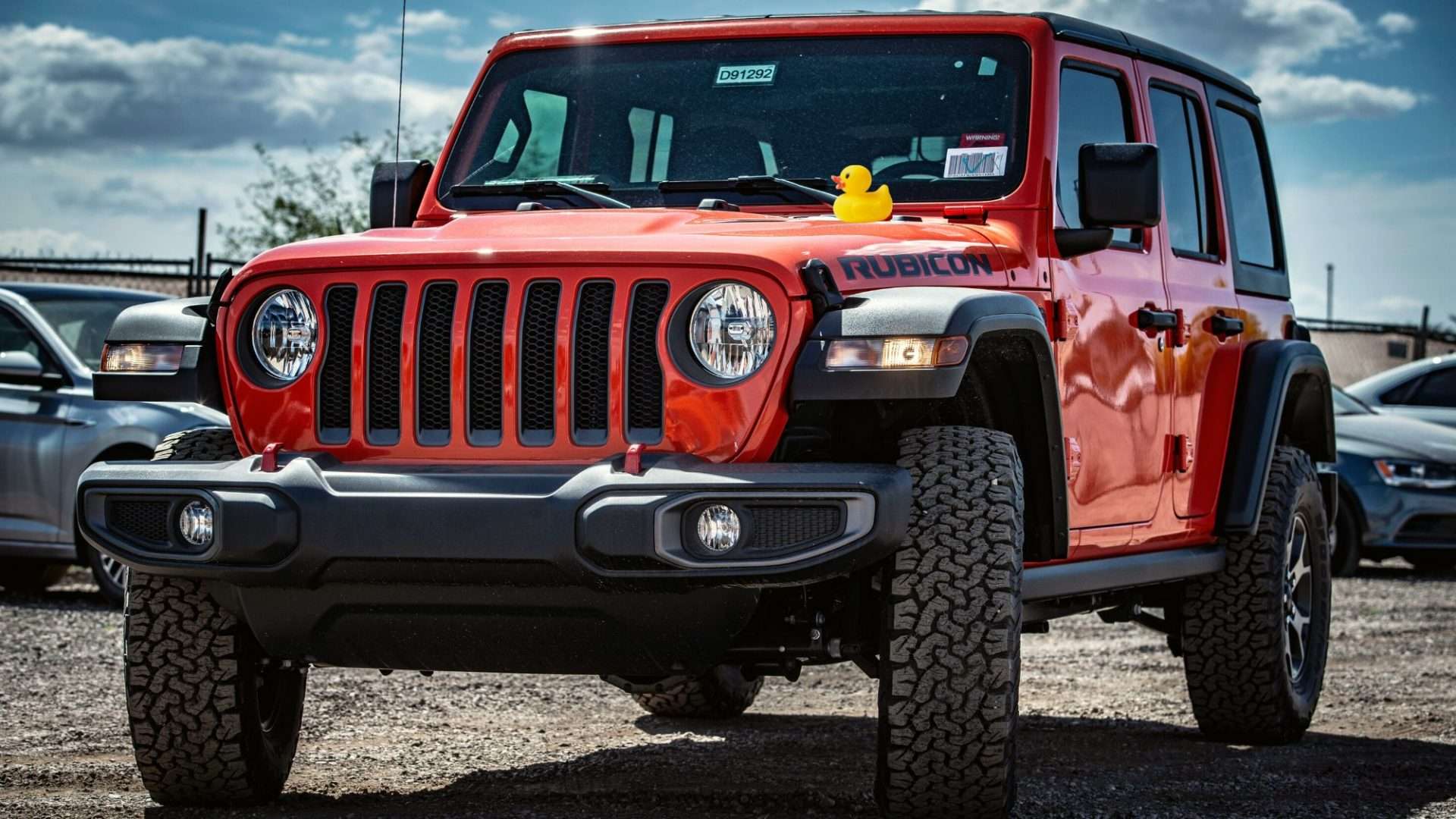 Jeep with rubber duck on the hood
