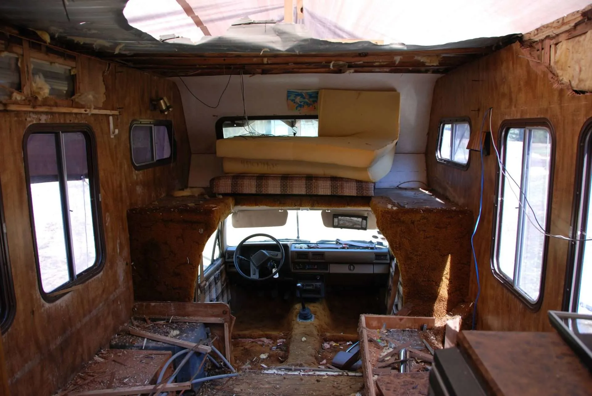 interior of damaged RV