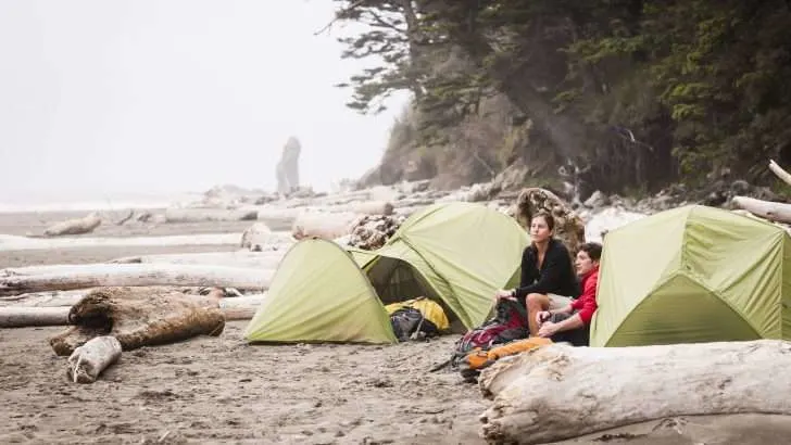 Campers on beach in Washington state