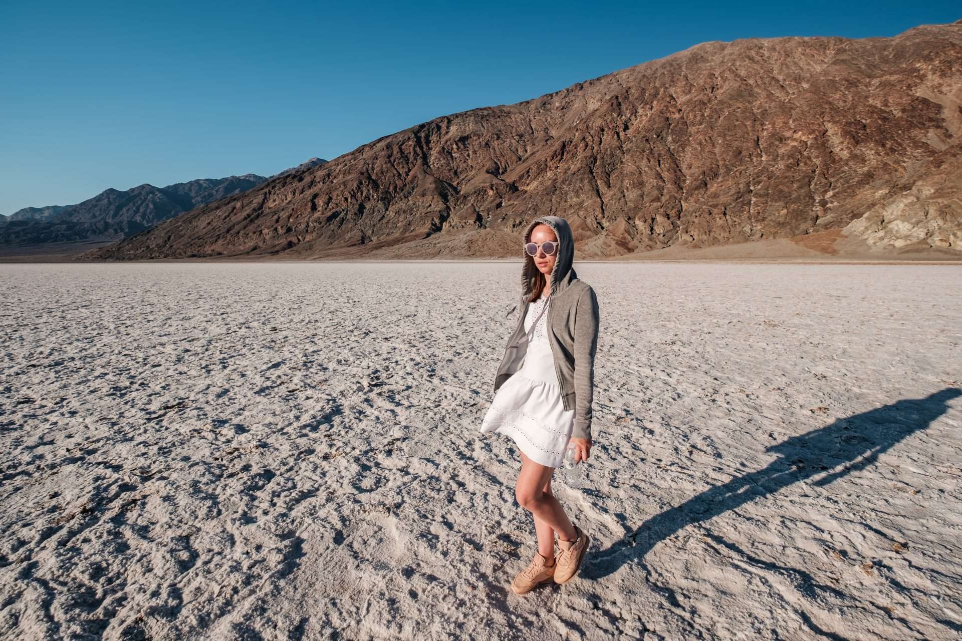 Woman walking in Death Valley