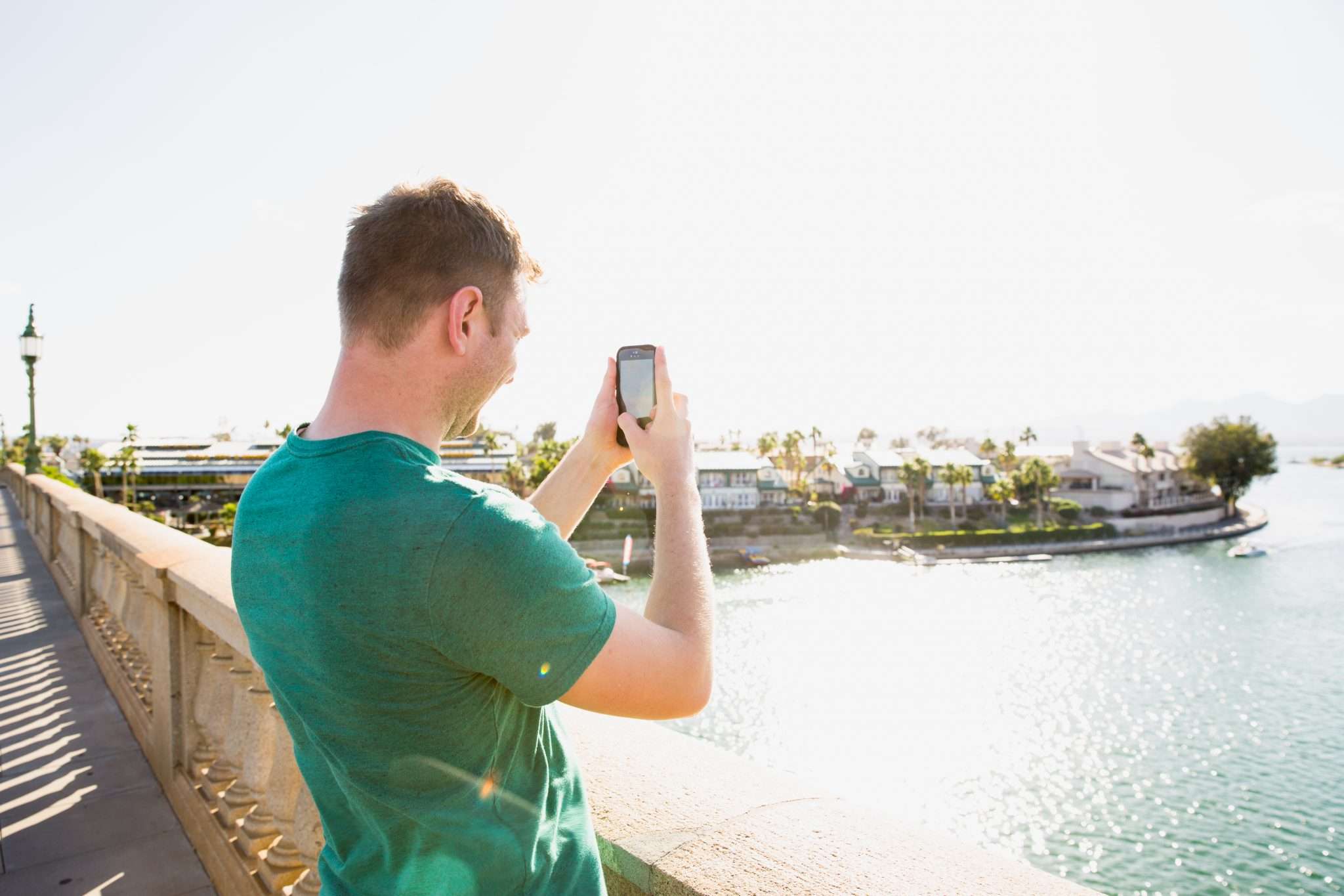Man taking photo at Lake Havasu