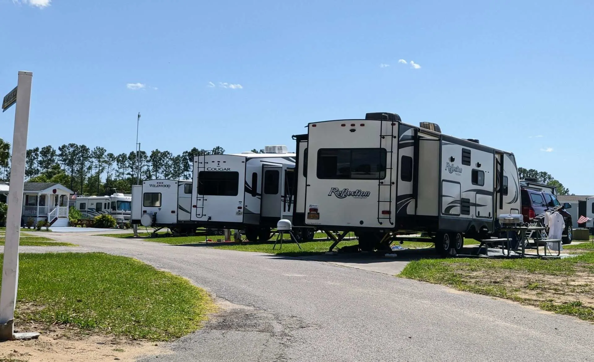 Forest River RVs parked at campsite