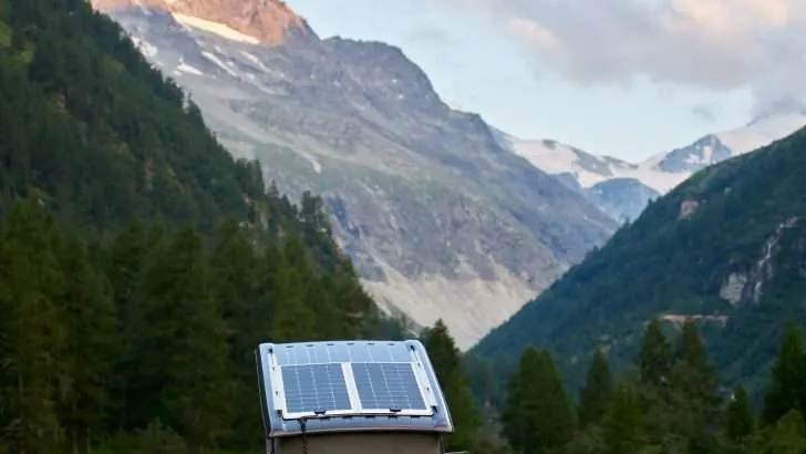 Camper van with solar panel installed