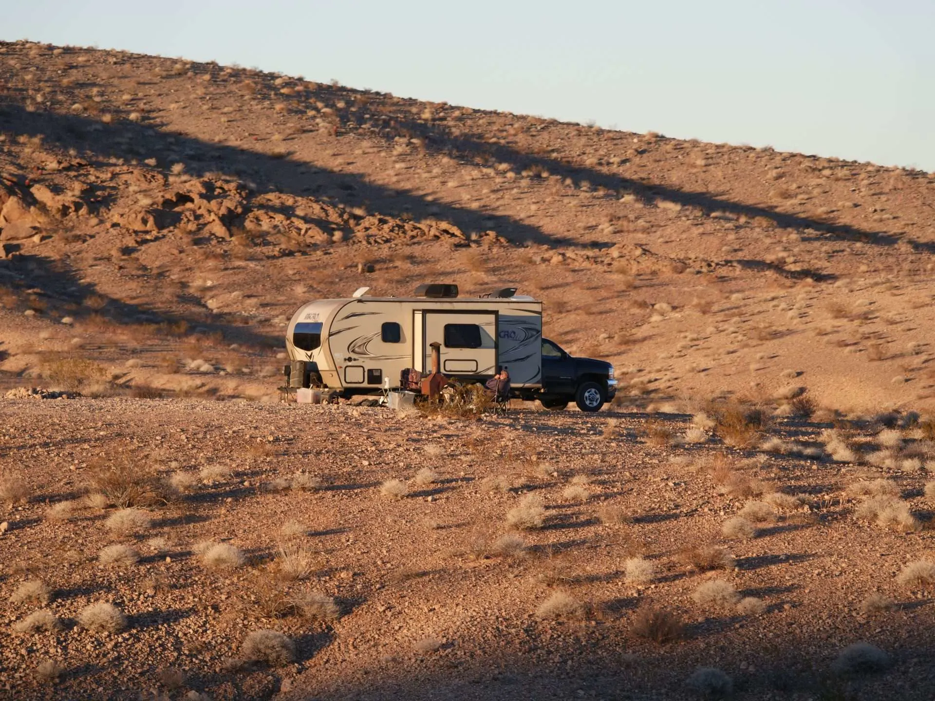 RV parked on BLM land dry camping