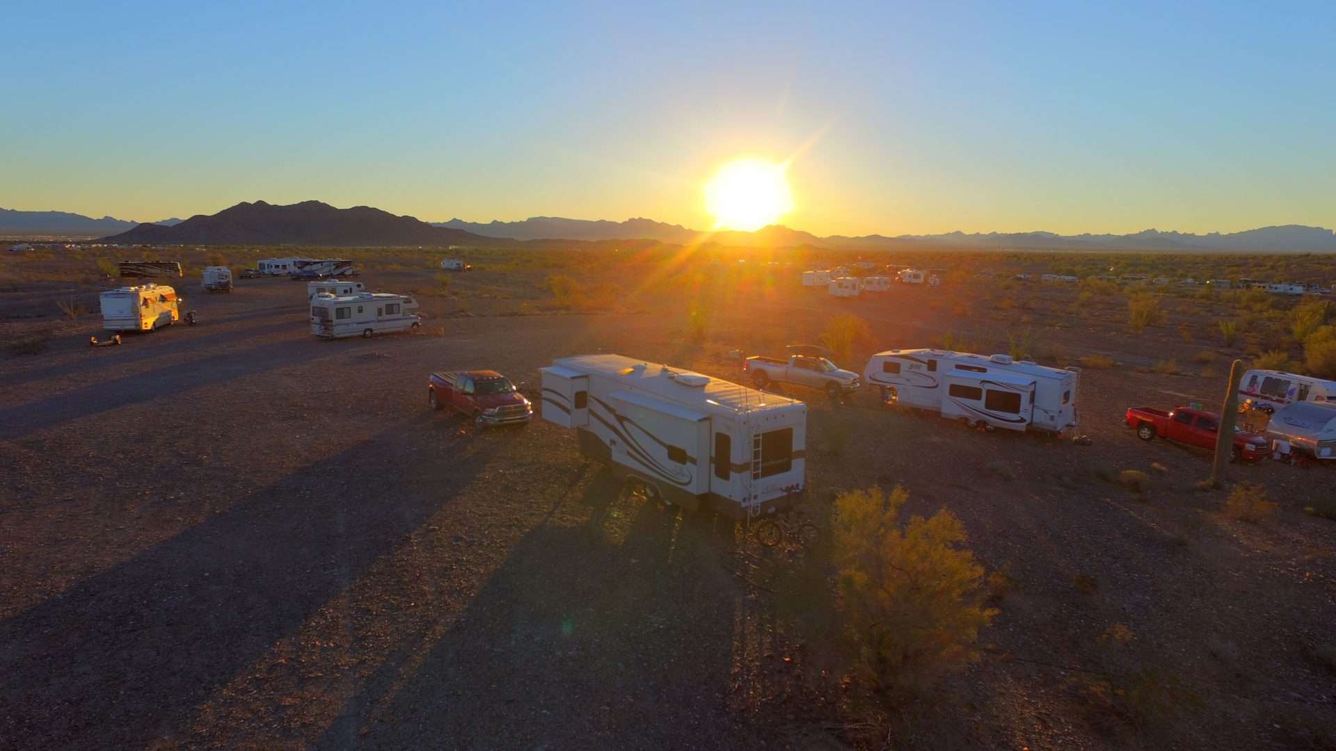 RVs boondocking together in the desert
