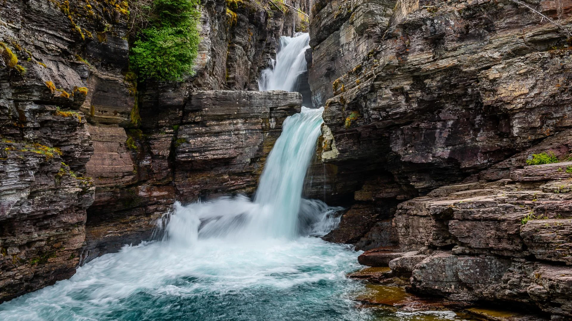 Waterfall in glacier National Park