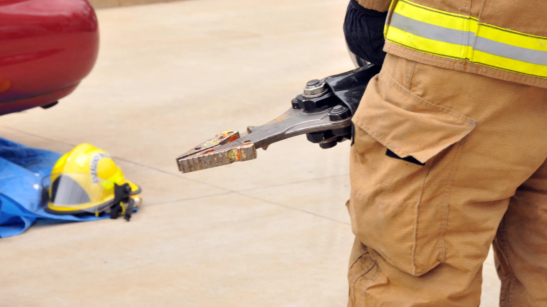 Fireman using the Jaws of Life