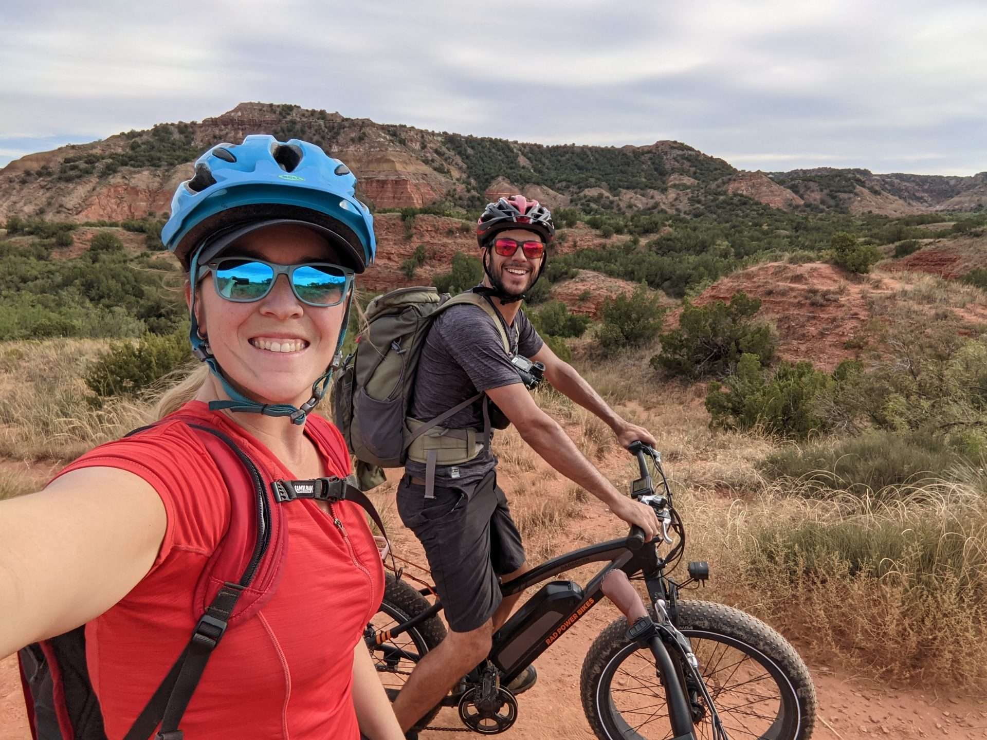 Mortons on the Move biking in desert 