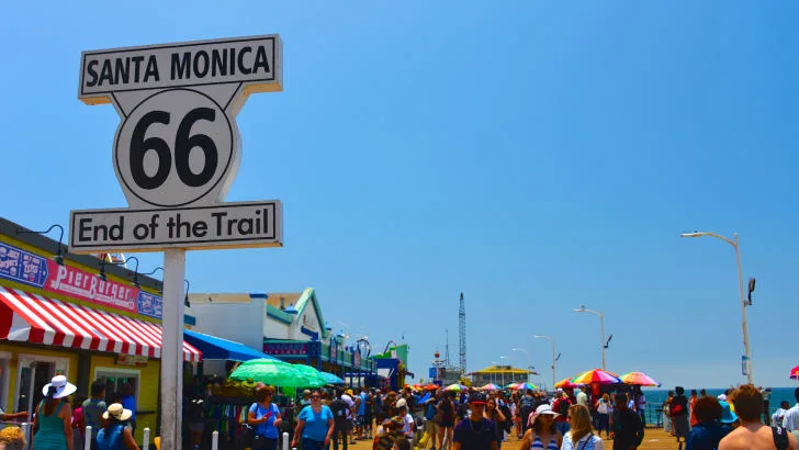 Santa Monica Route 66 end of trail sign