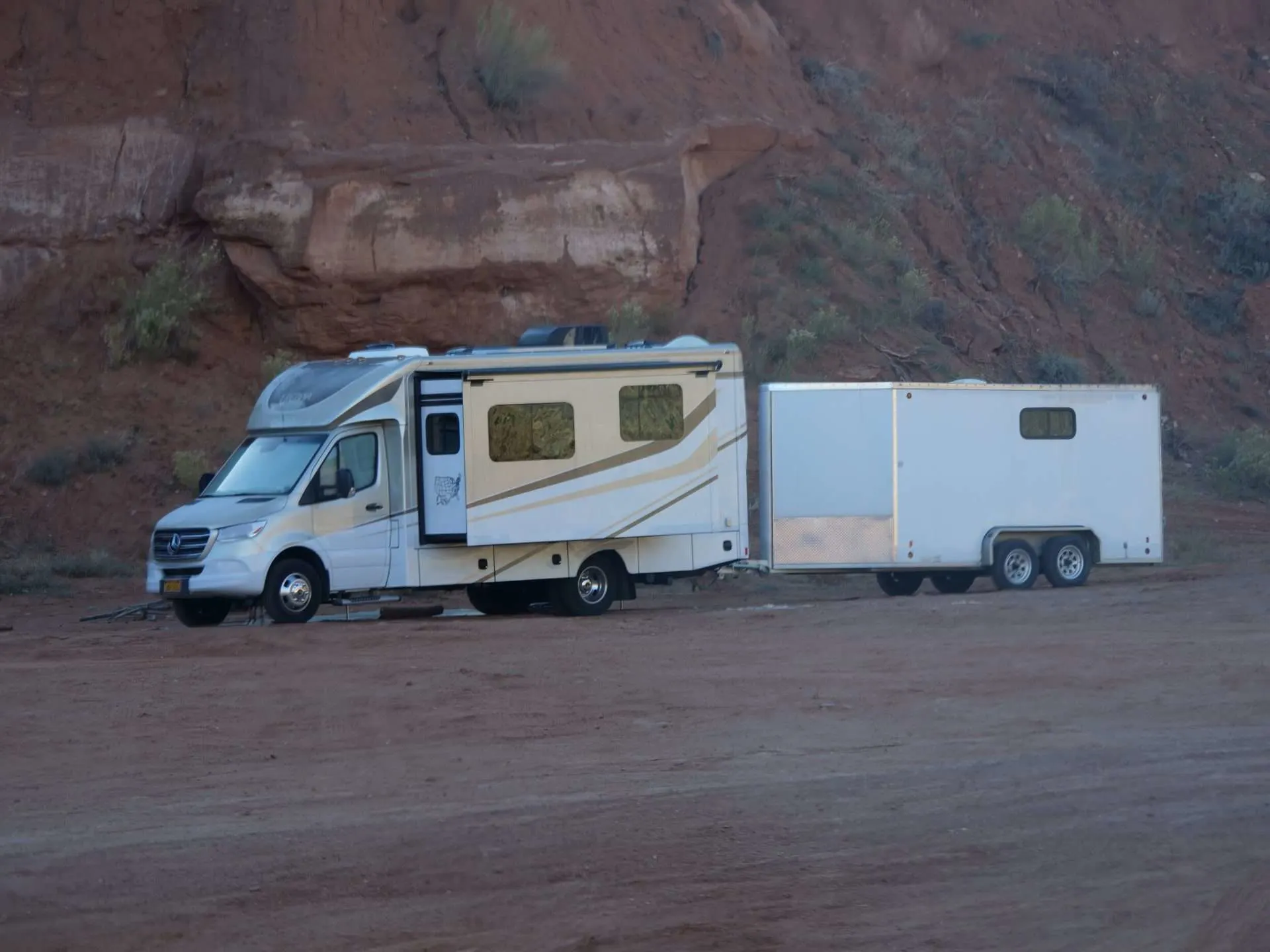 Class B Camper Van towing trailer