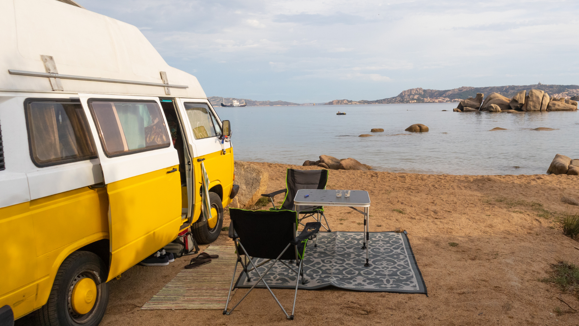 Yellow Volkswagen camper van