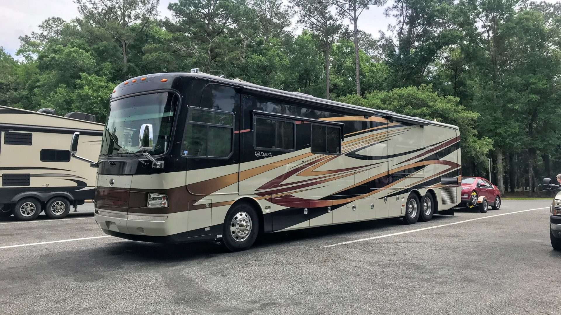 RV parked at rest stop