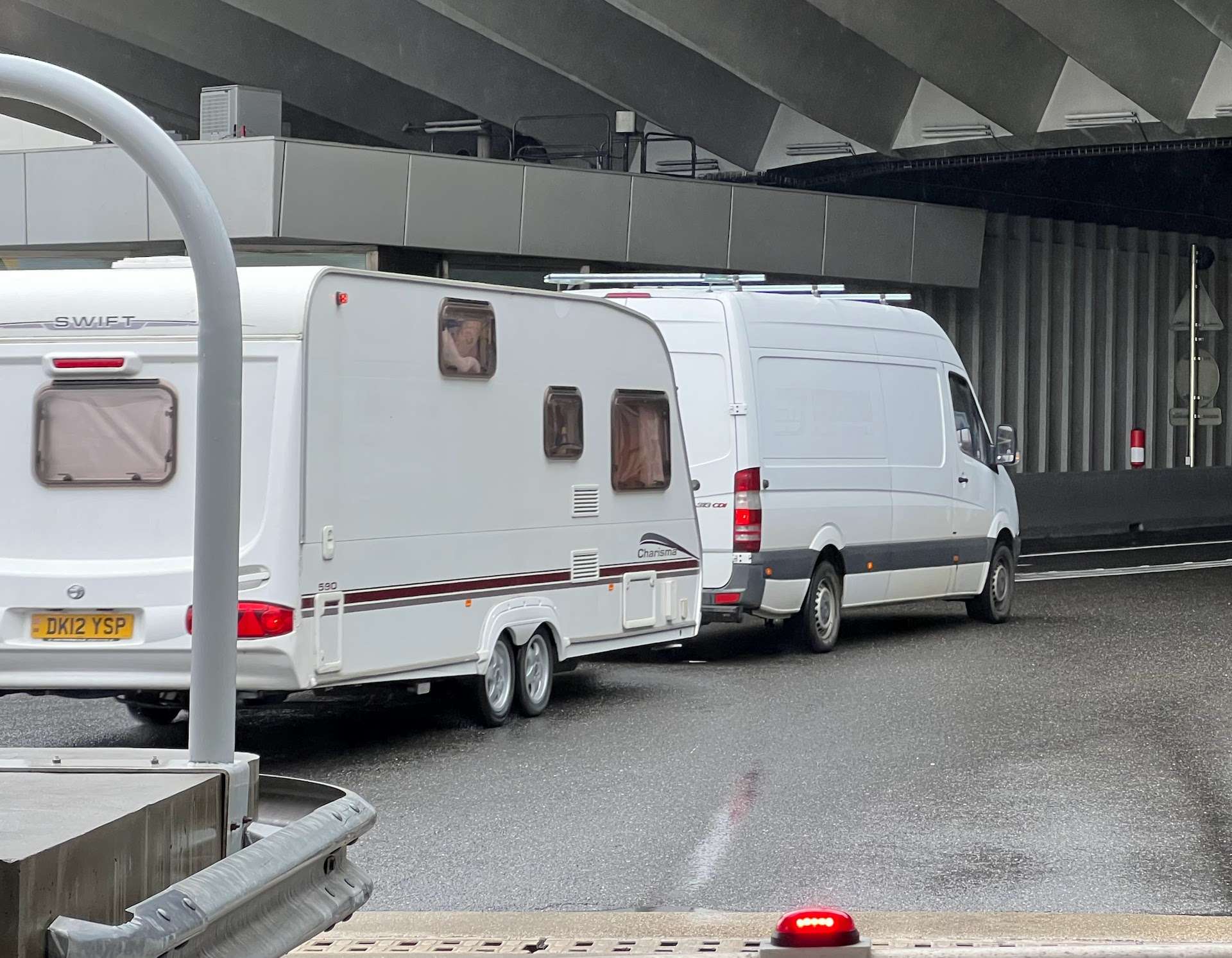 van towing a travel trailer