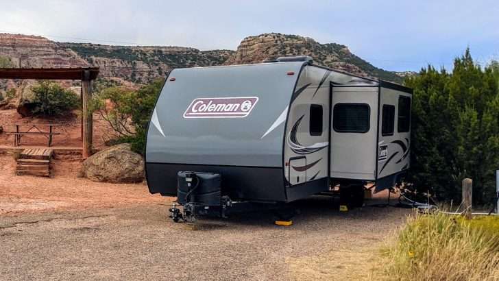 coleman camper in campsite