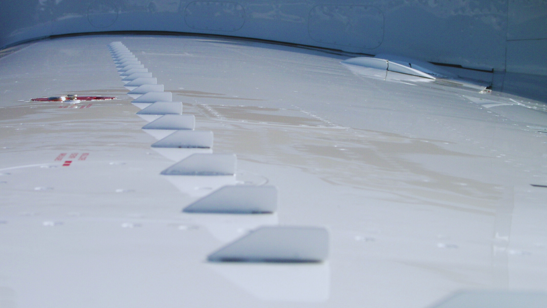 vortex generators on airplane wing