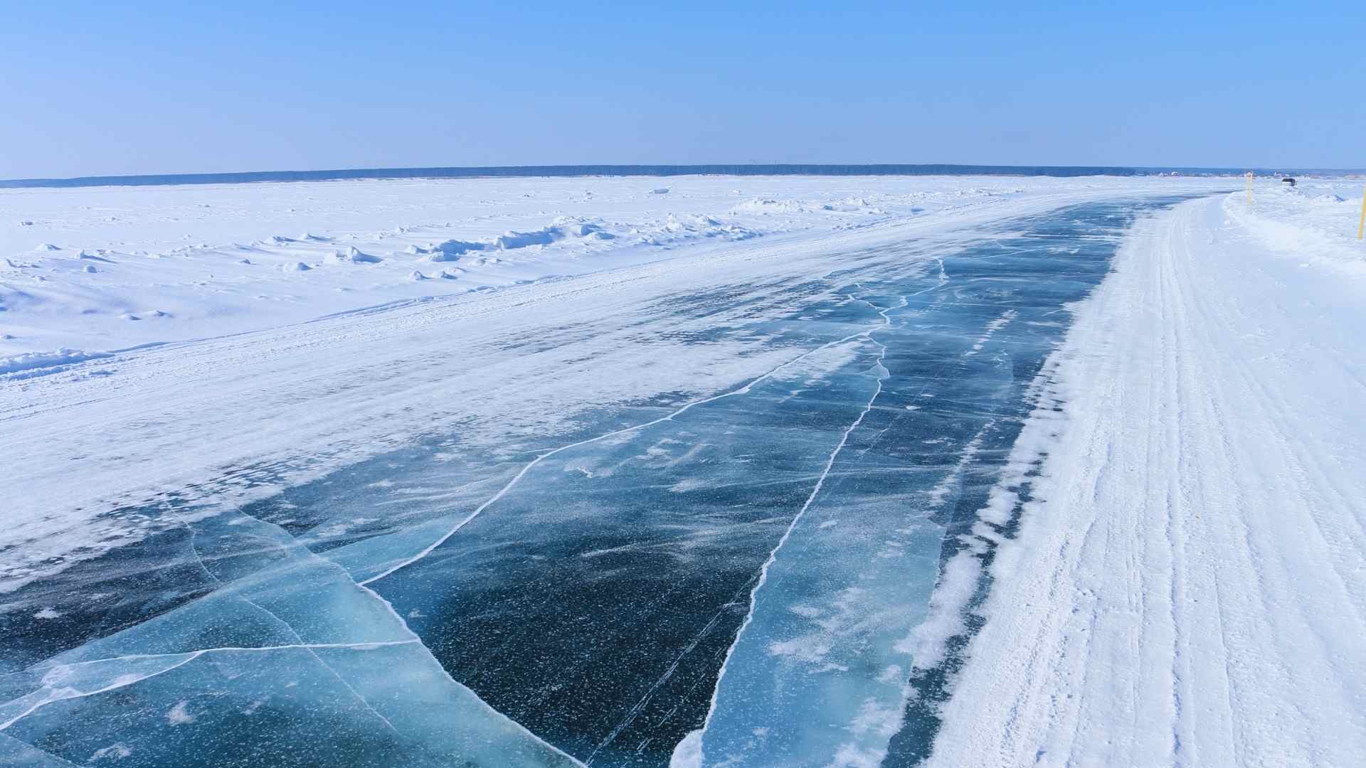 ice road built on lake