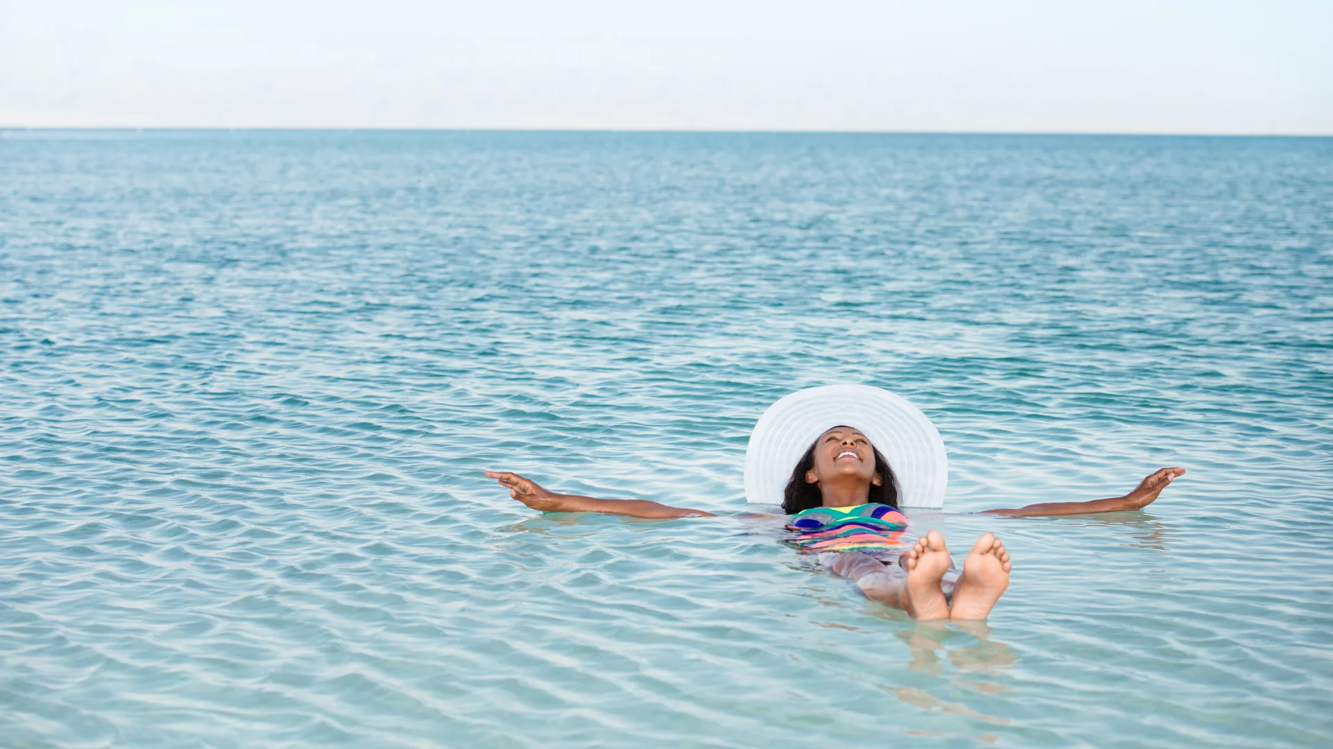 Woman floating in national seashore