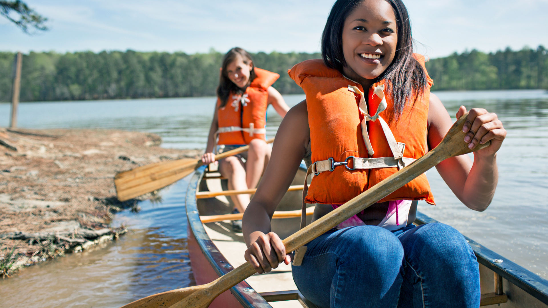 Two women in canoe