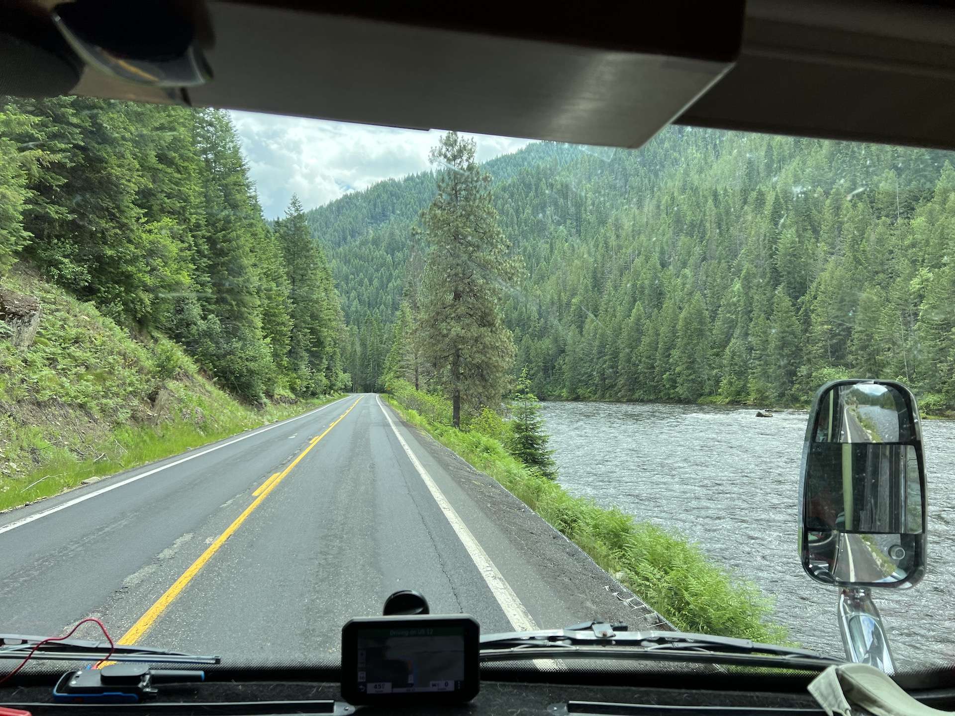 driving along the lochsa river a wild and scenic river in Idaho