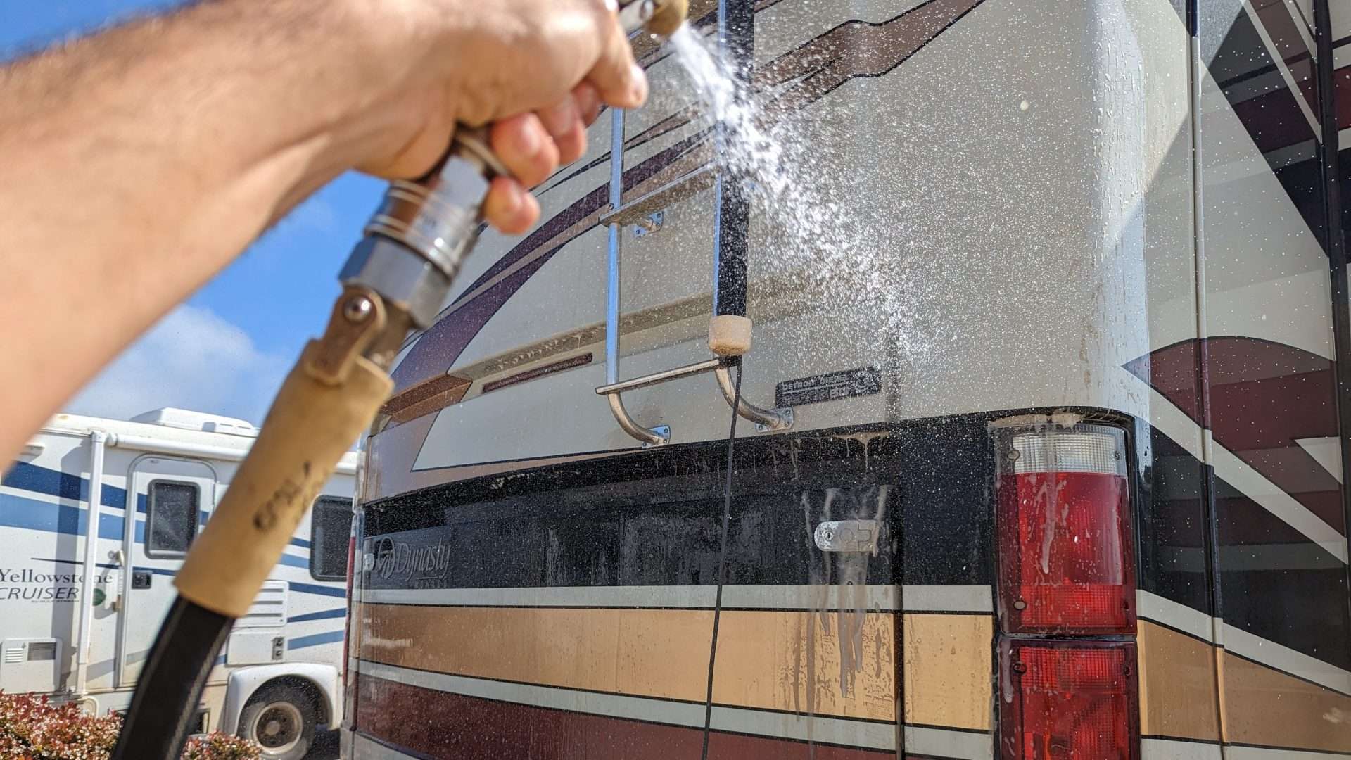 cleaning an RV with dawn