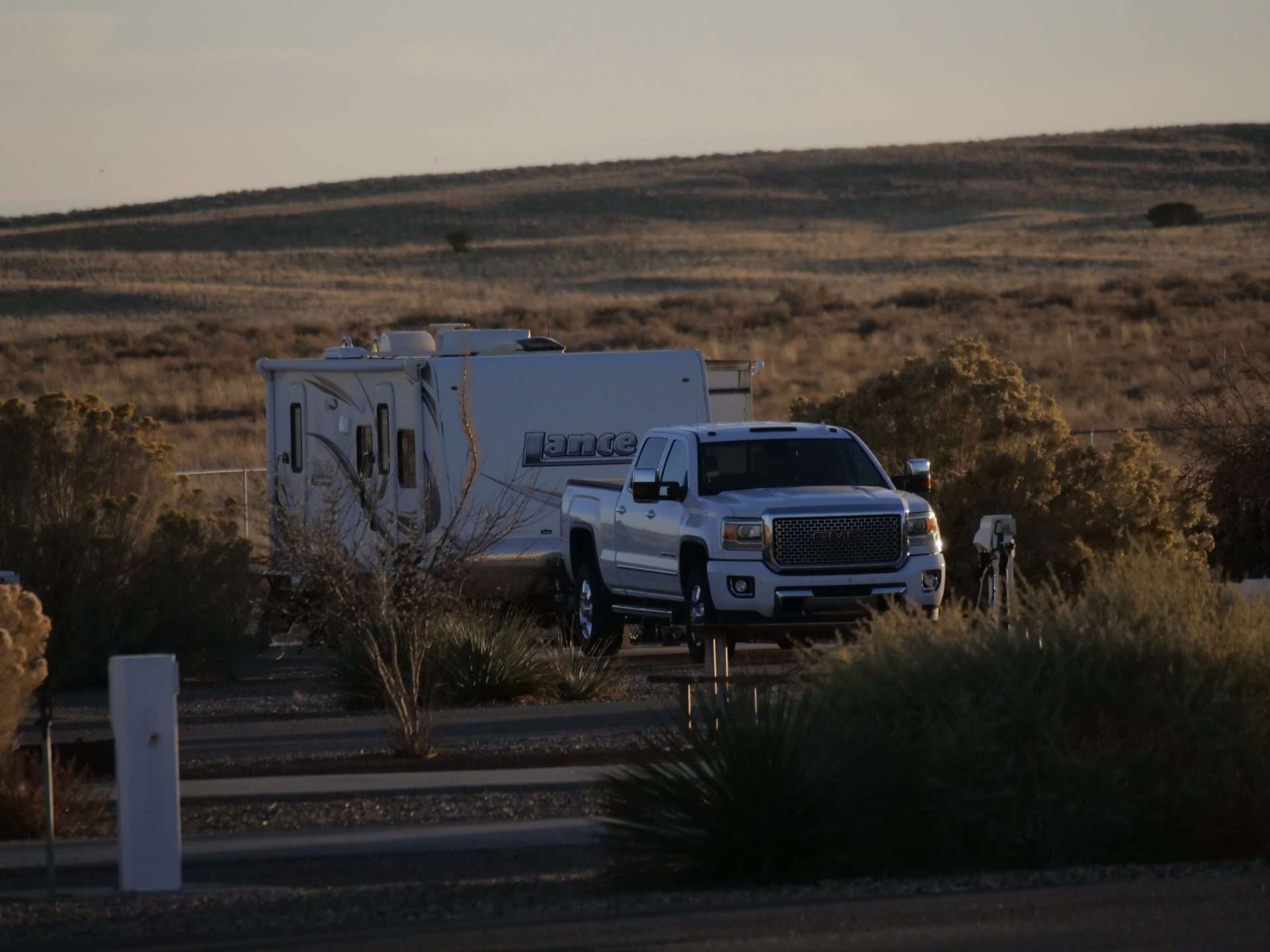 Lance travel trailer hitched to truck