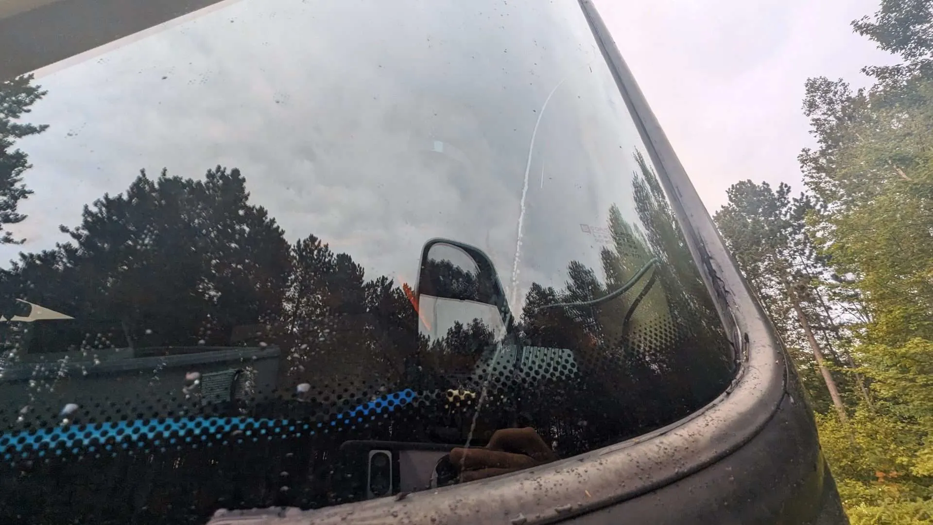 Motorhome windshield corner crack