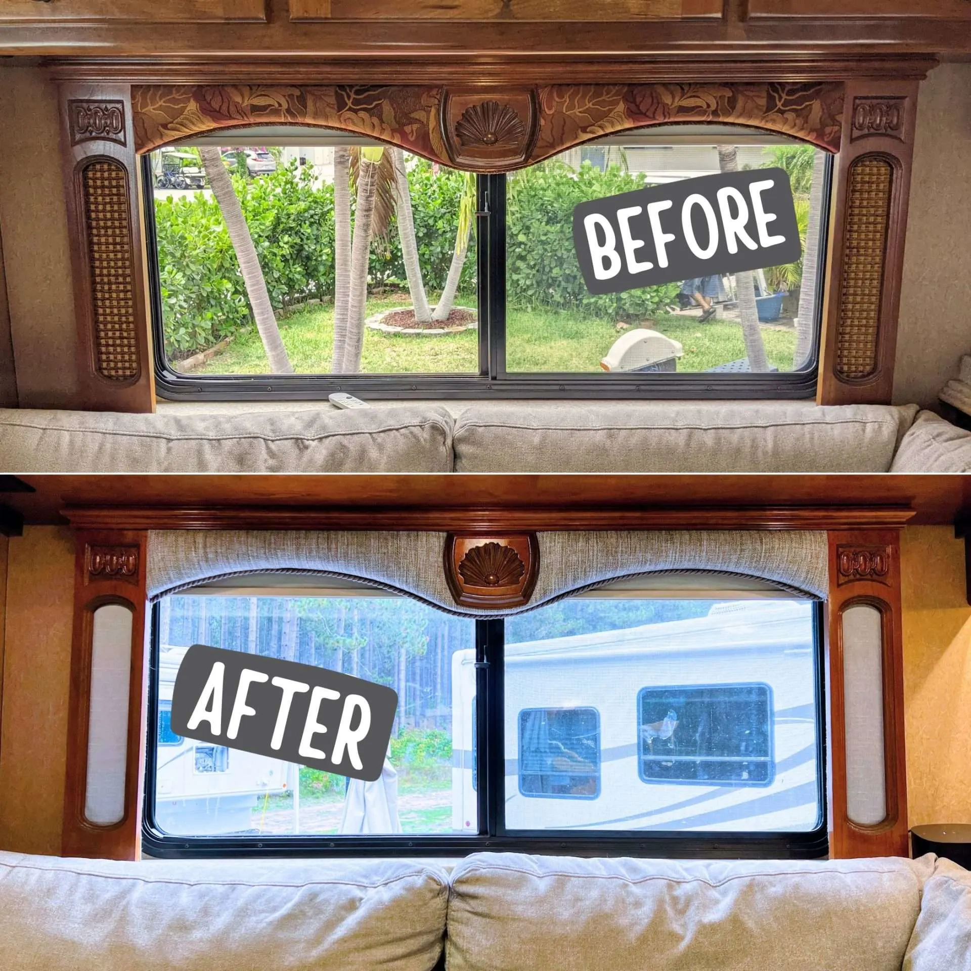 before and after window valance recover idea