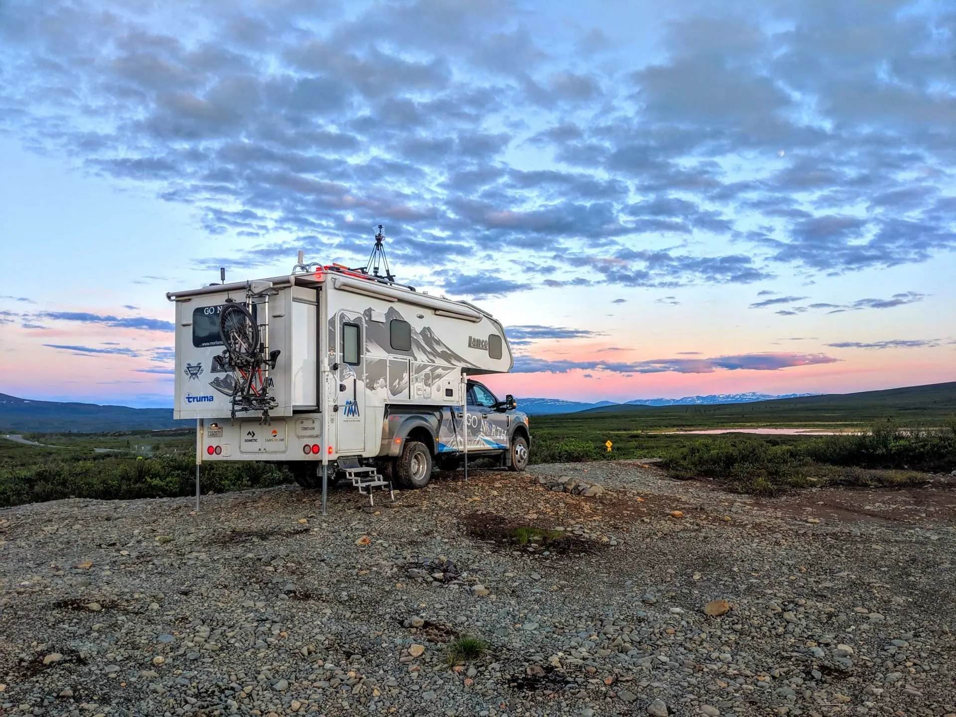 Rig at sunset campsite