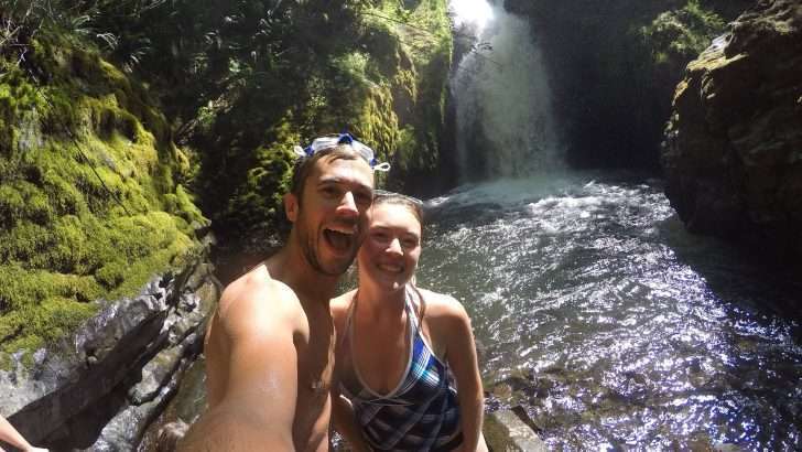 Tom and Cait at Oregon waterfall